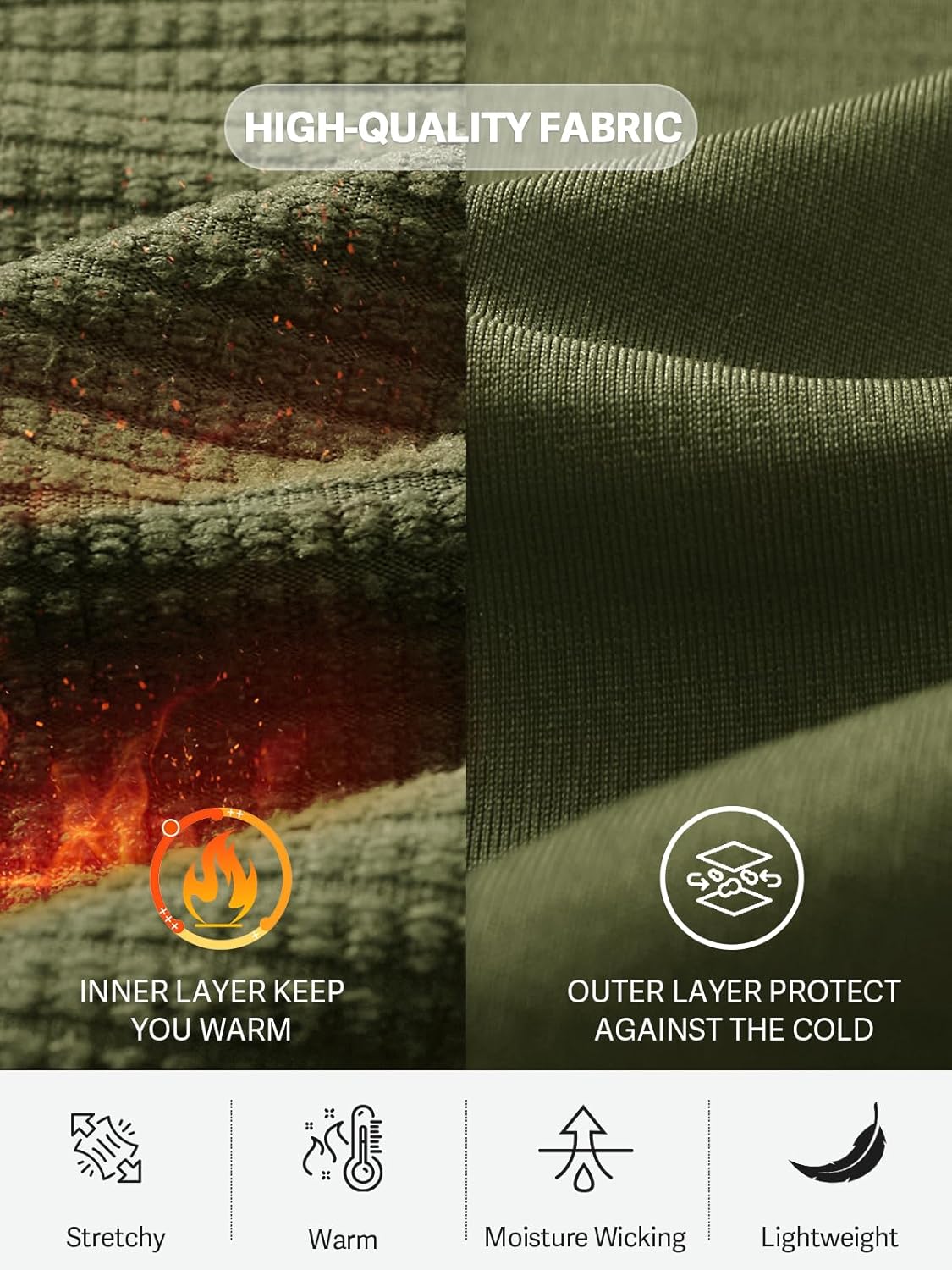 NORTHYARD Mens Running Shirt Thermal Long Sleeve Base Layer Fleece Lined Cold Weather Winter Gear Workout Athletic Gym - Image 5