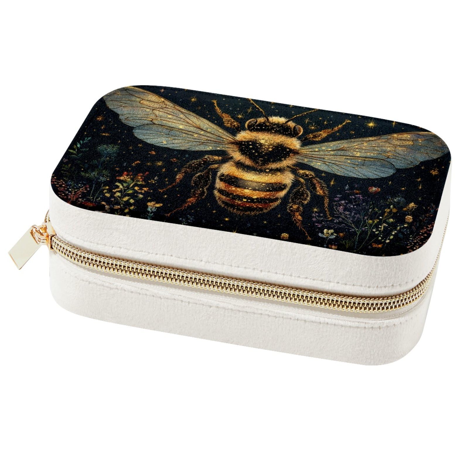 Boîte à bijoux portable abeille dorée voyage bagues boucles
