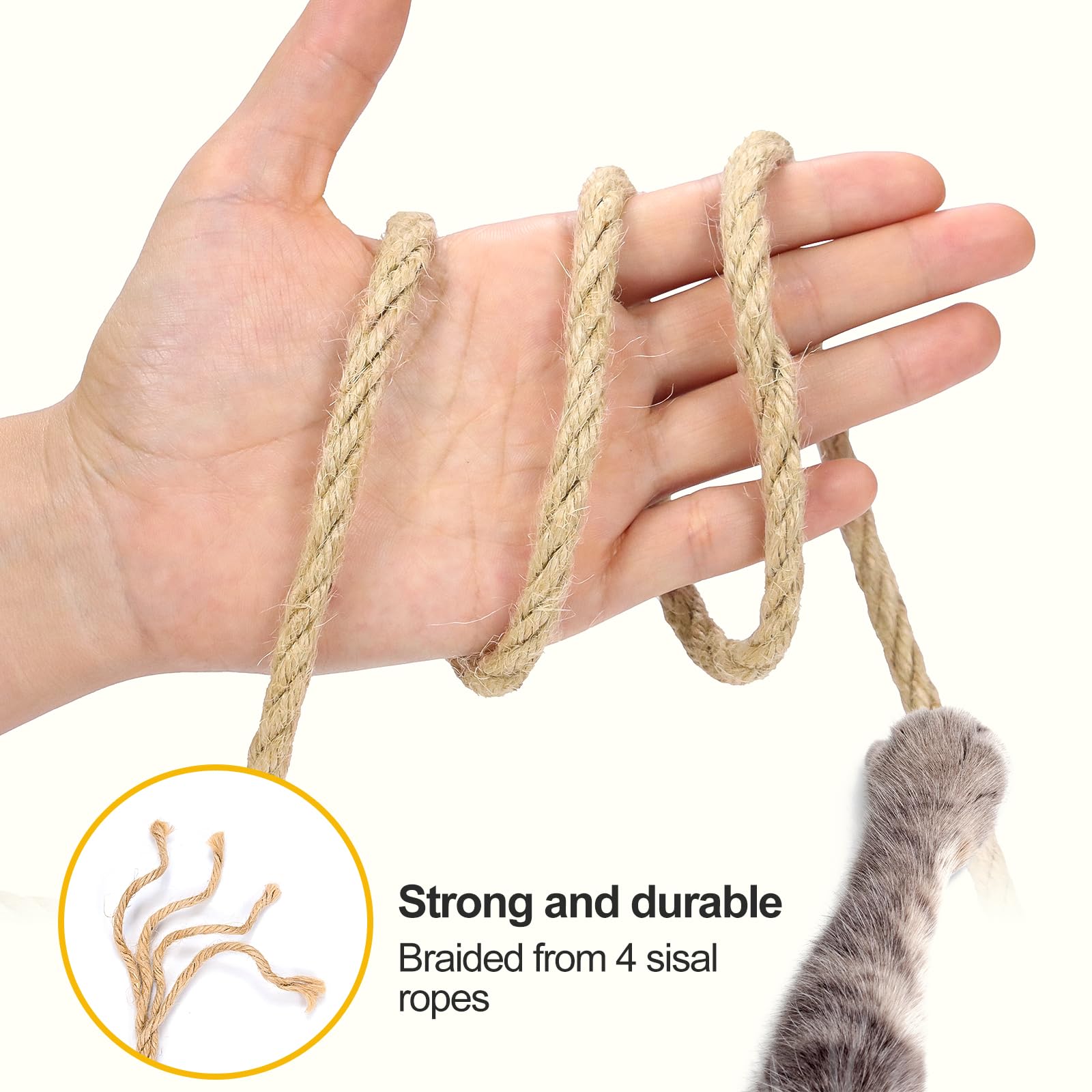 Corde en Jute 8 mm x 100 m, Robuste, en Fibres Naturelles, pour Cordon de Bricolage, Jouet pour Chat et décoration, Alternative à la Corde de Chanvre indéchirable, Cordon de Colis, Ruban de