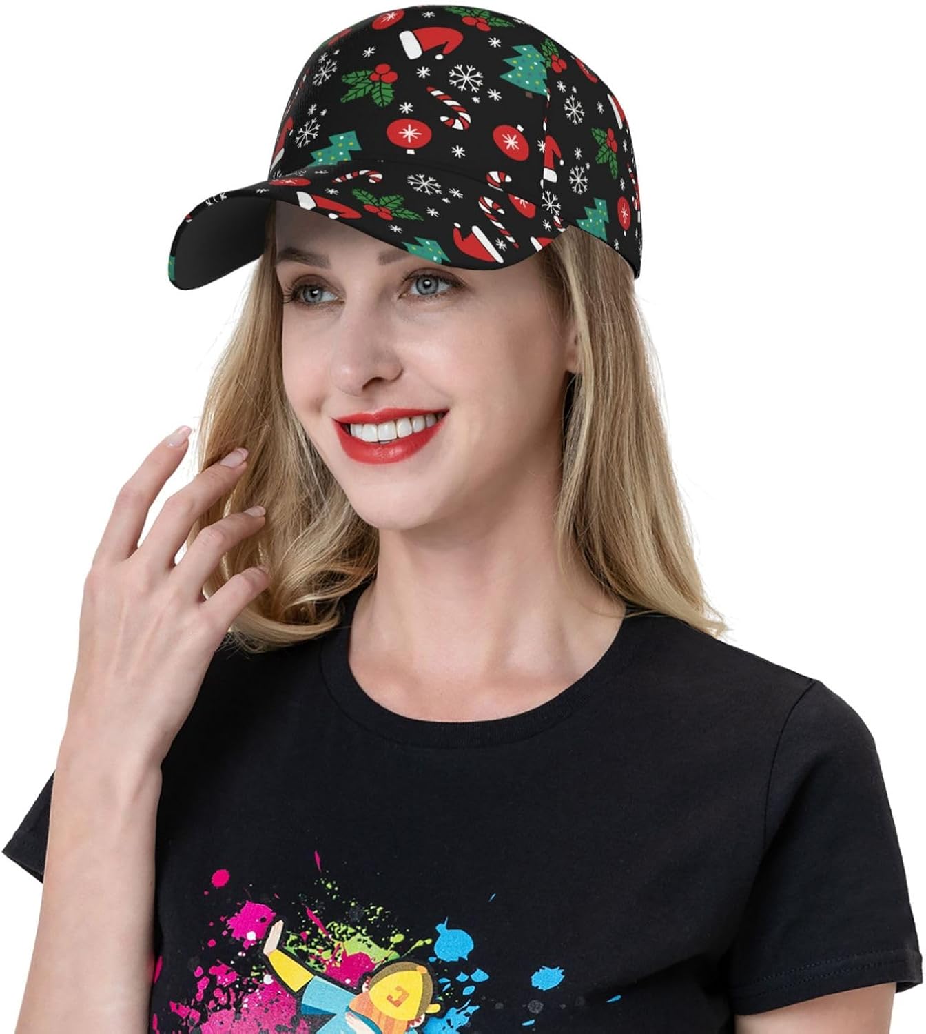 Funny Christmas Plaid Pattern Trucker Hat for Women Men Xmas Holiday Baseball Cap Adjustable Running Travel Hats