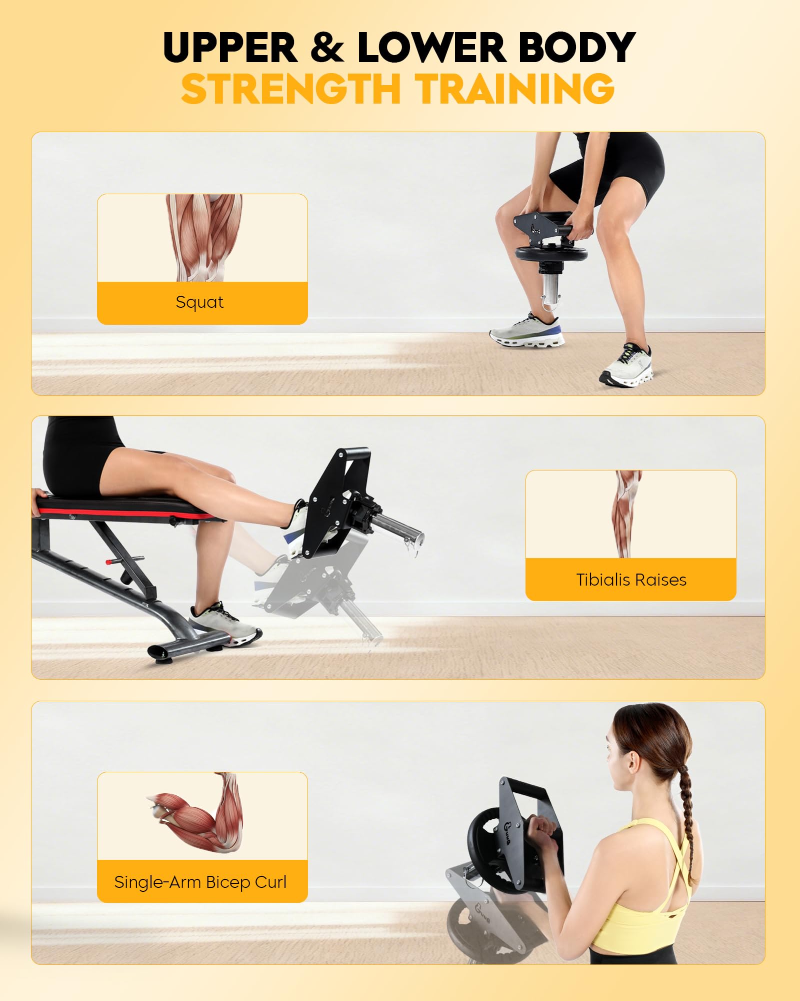 GuuG Tib Bar Tibialis Trainer: Schienbeintrainer Wadendehner Knees Over Toes Bein Trainingsgerät Knöchel Krafttraining Shin für Fitness Training Gym Zuhause 25/50 mm Olympische Gewichtsscheiben