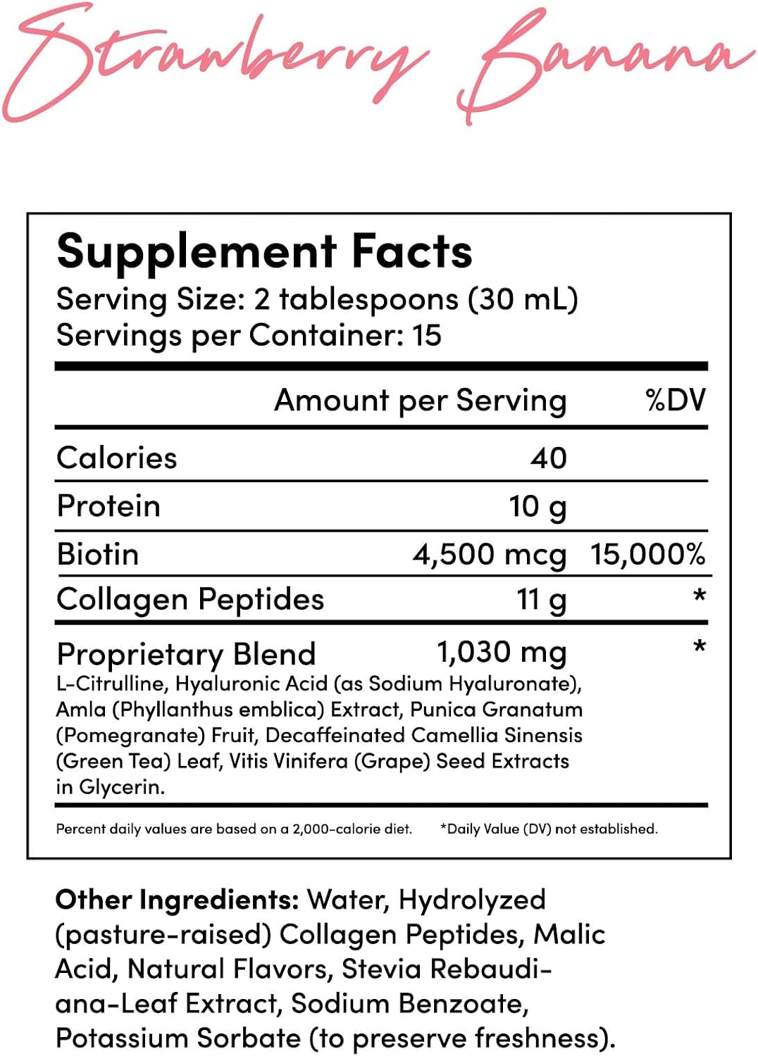 Tranont Glow Type 1 Liquid Collagen Peptides with Antioxidant-Rich Superfood Support for Healthier Hair, Glowing Skin, Strong Nails & Joints - 15 fl oz (Strawberry Banana)