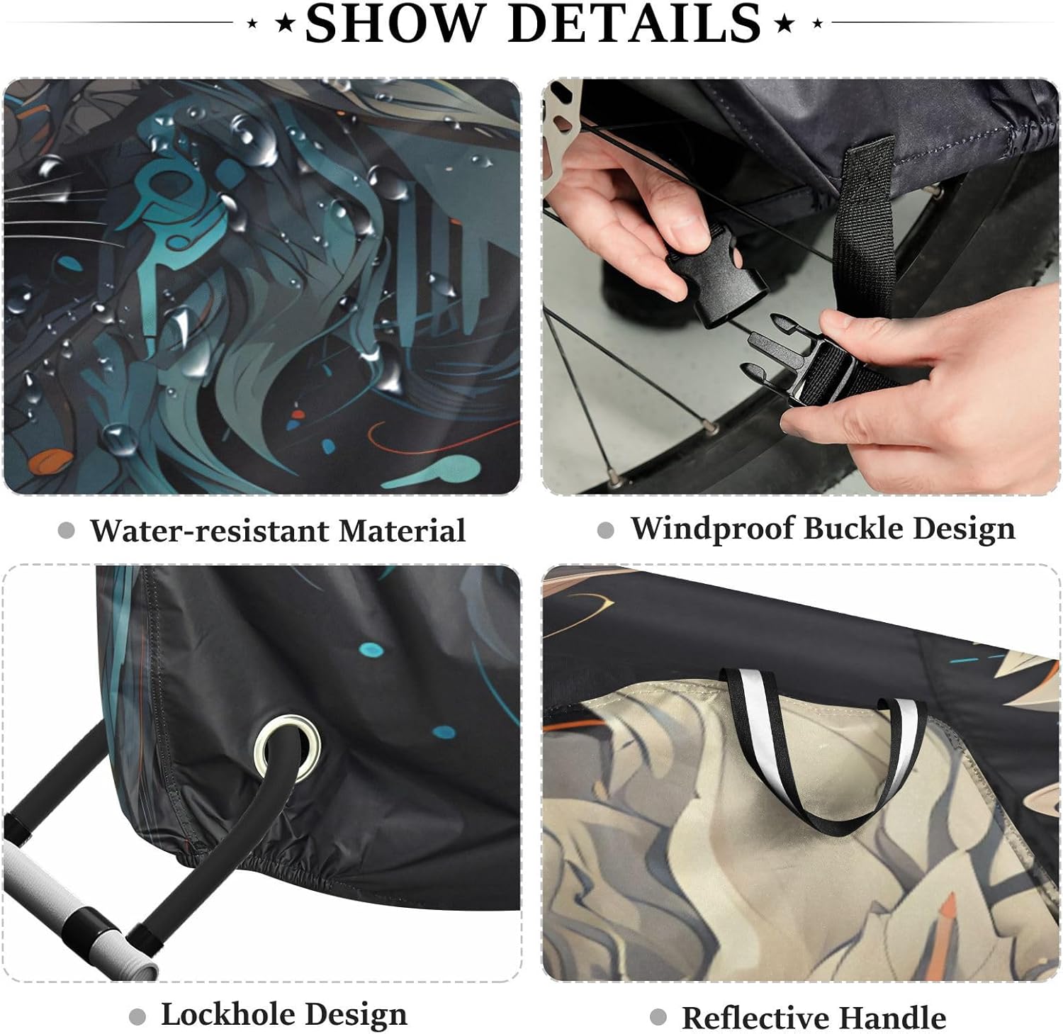 ALAZA King Of Wolf Bike Cover Waterproof Outdoor Ebike Bicycle Covers Tarp Protection for 1/2 Bikes, Sun UV Dust Wind Proof