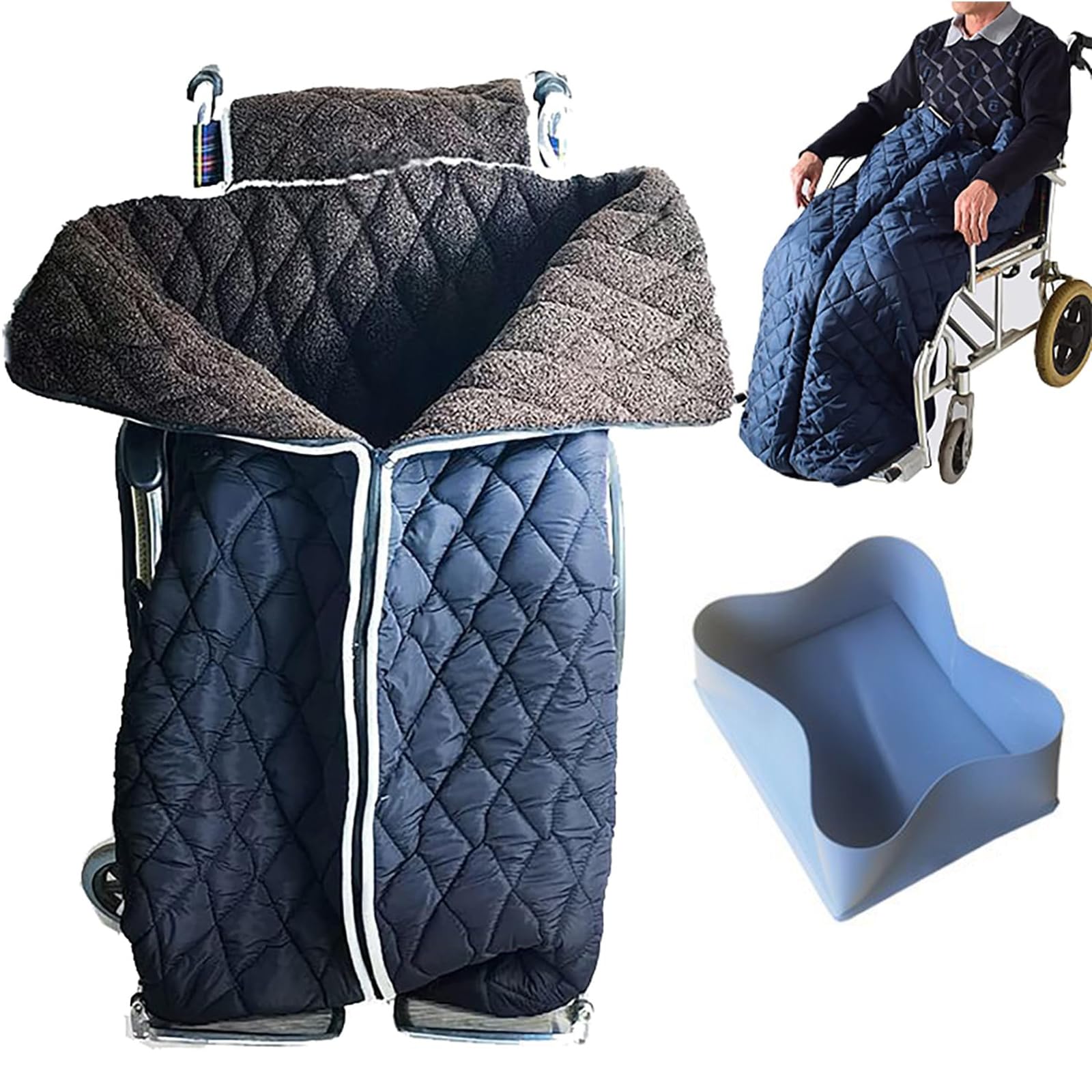 Thicken Thicken Wheelchair Full Body Warm Blanket, Fleece Lined Lower Body, Upgraded WindproofPerfect for Keeping Legs Cosy(Blue)
