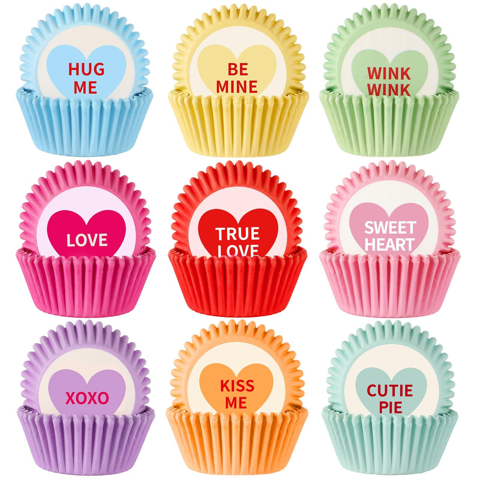 Forros para cupcakes de papel SANNIX con corazones para hornear magdalenas de San Valentín