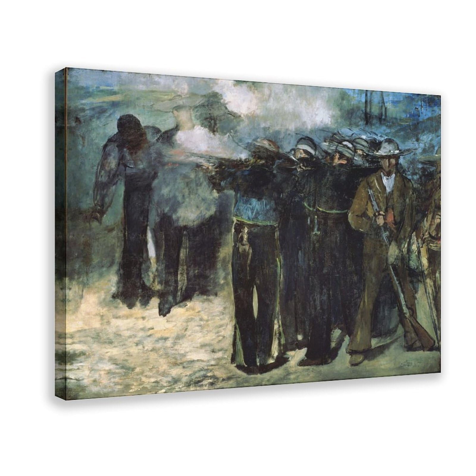 WCYB Execution of Emperor Maximilian (1867) Edouard Manet Posters Prints Canvas Deco Paintings Wall Art Hangable Frame 16" L X 24" W