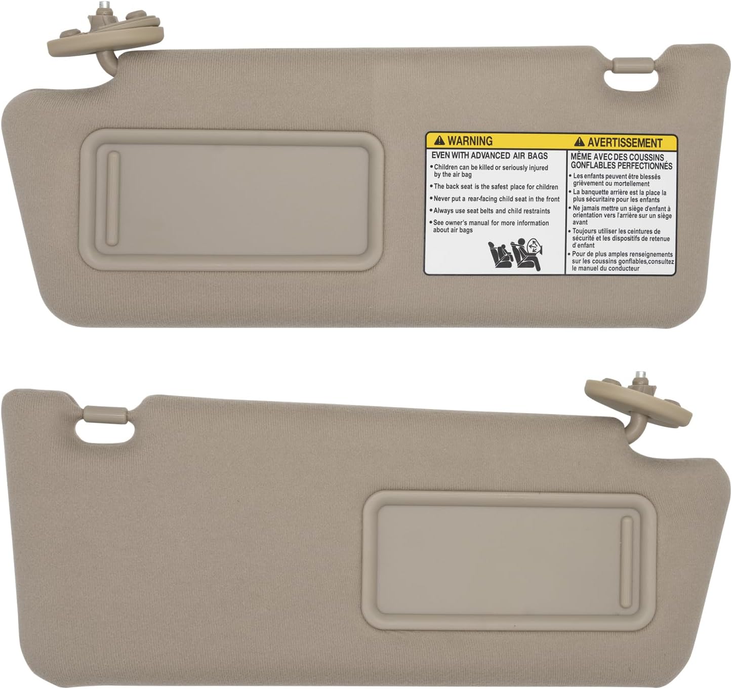 NHILES Left Driver & Right Passenger Side Sun Visors Compatible with Toyota Tacoma 2005-2015 Without Light #74320-04181-B1 74320-04180-B1 74320-04181-B1 74320-04180-B0 Grey