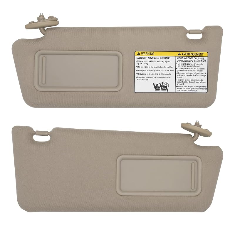NHILES Kit de Para-Sóis para Toyota Tacoma 2005 a 2015, Lado do Motorista e Passageiro, Bege, Sem Luz, 2 Peças