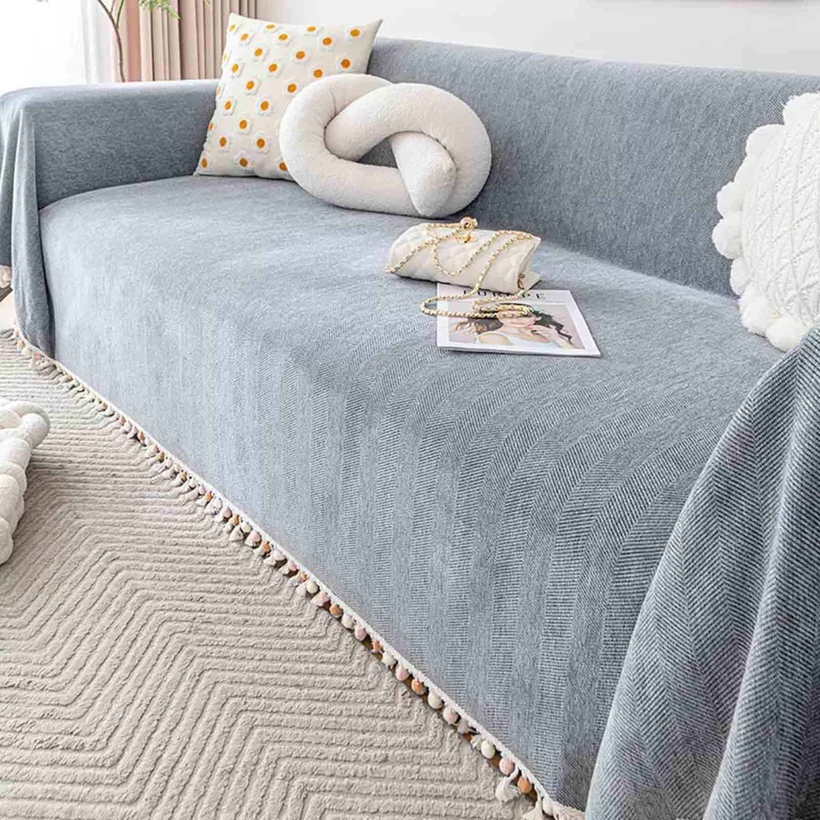 Racib Darkgray Sofa Throws Large 3 Seater, Throws For Sofas Large, Chenille Extra Large Throws For Settees 4 Seater, Non Slip Sofa Throws Settee Throws For Couch, Armchair And Bed,-180×260Cm