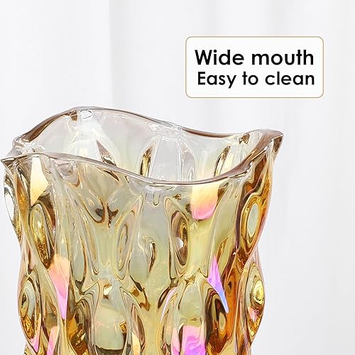 Miniatura 4 de CEMABT Floreros de vidrio irrompibles de 9.5 pulgadas y 3.4 libras para flores, jarrón Morden grueso irrompible para centros de mesa, centros de