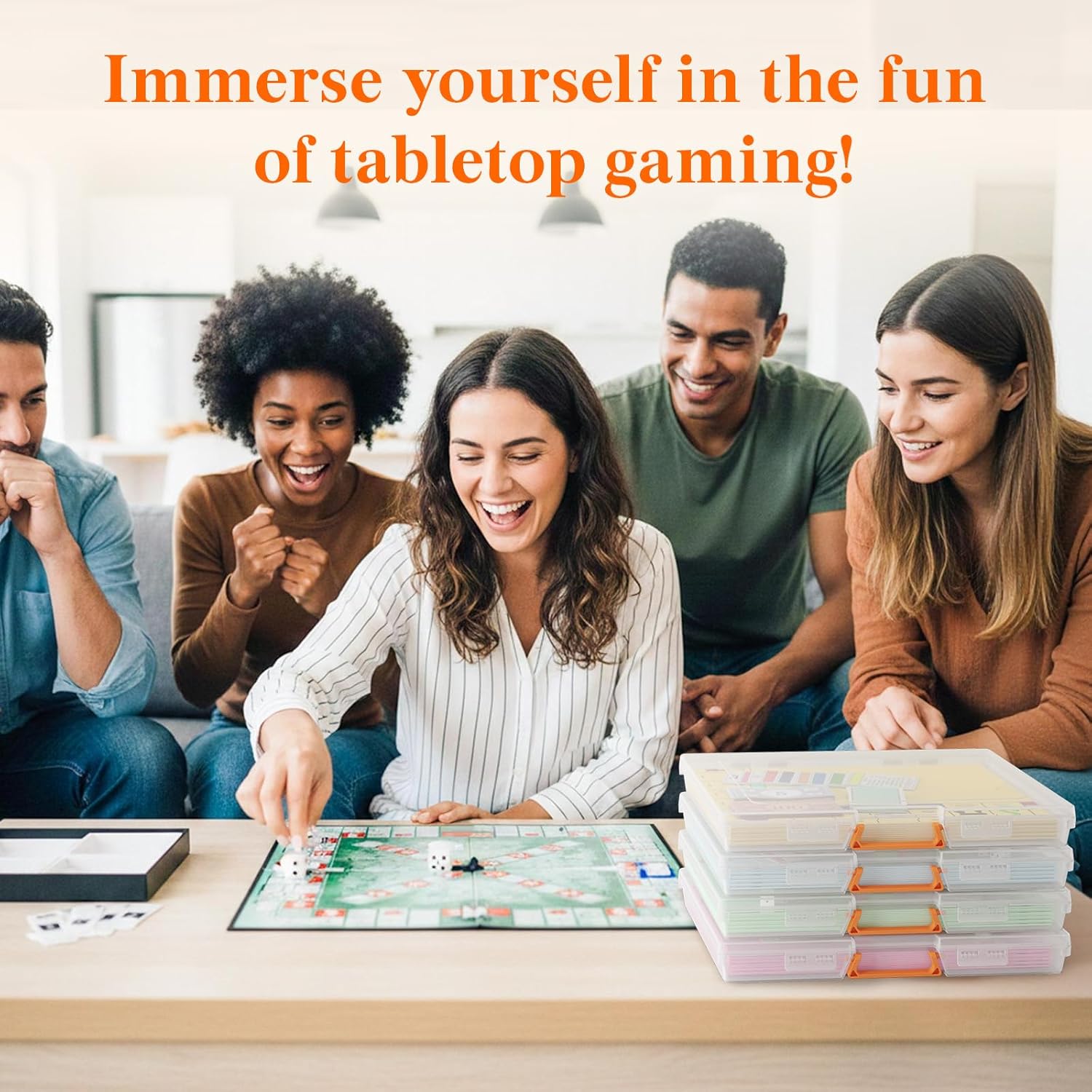 Lifewit 13" x 12.2" Paper Storage Boxes, Board Game Container with Secure Latch, Plastic Portable Organizer with Handle & Labels for File,Document,Craft,Puzzles, Cards, Art Supplies,6 Pcs - Image 4