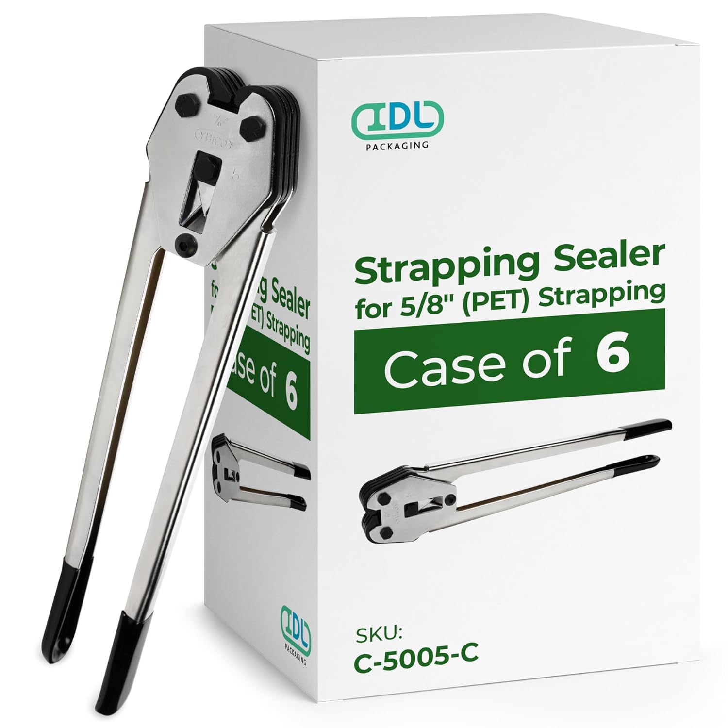 IDL Packaging C-5005 Regular-Duty Strapping Sealer/Crimper for 5/8" Polyester (PET) Strapping - Less Effort in Closing the Seal with Long Handles (Pack of 6)