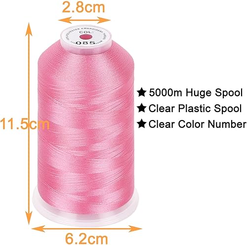 Miniatura 30 de New brothread - 2 Huge Spools 5000M Each Polyester Embroidery Machine Thread 40WT for Commercial and Domestic Machines - White
