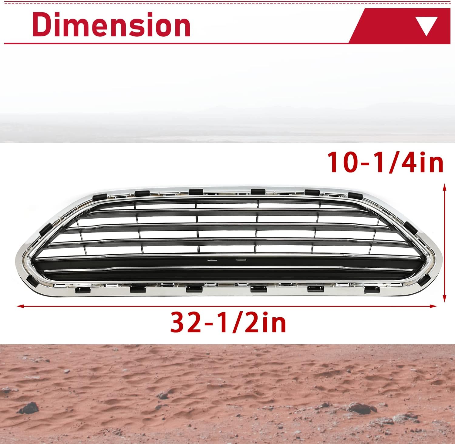 HECASA Chrome Frame Grille Compatible with 2014-2019 Ford Fiesta Front Grill Bumper Guard Cover Molding Replacement for D2BZ17B968AA FO1200552