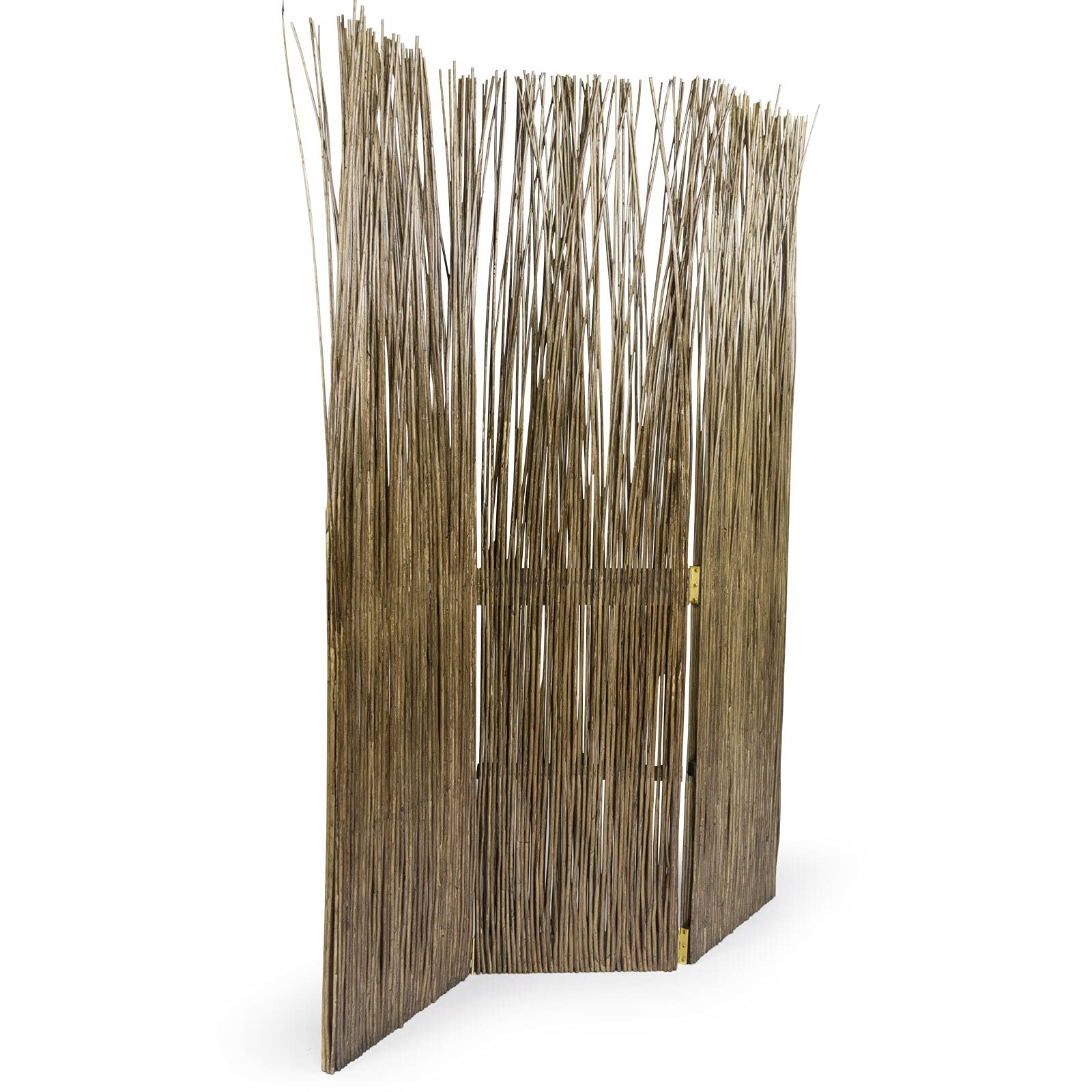 Homestyle4u 755, Paravent Raumteiler 3 teilig,Trennwand Weide Grau Braun