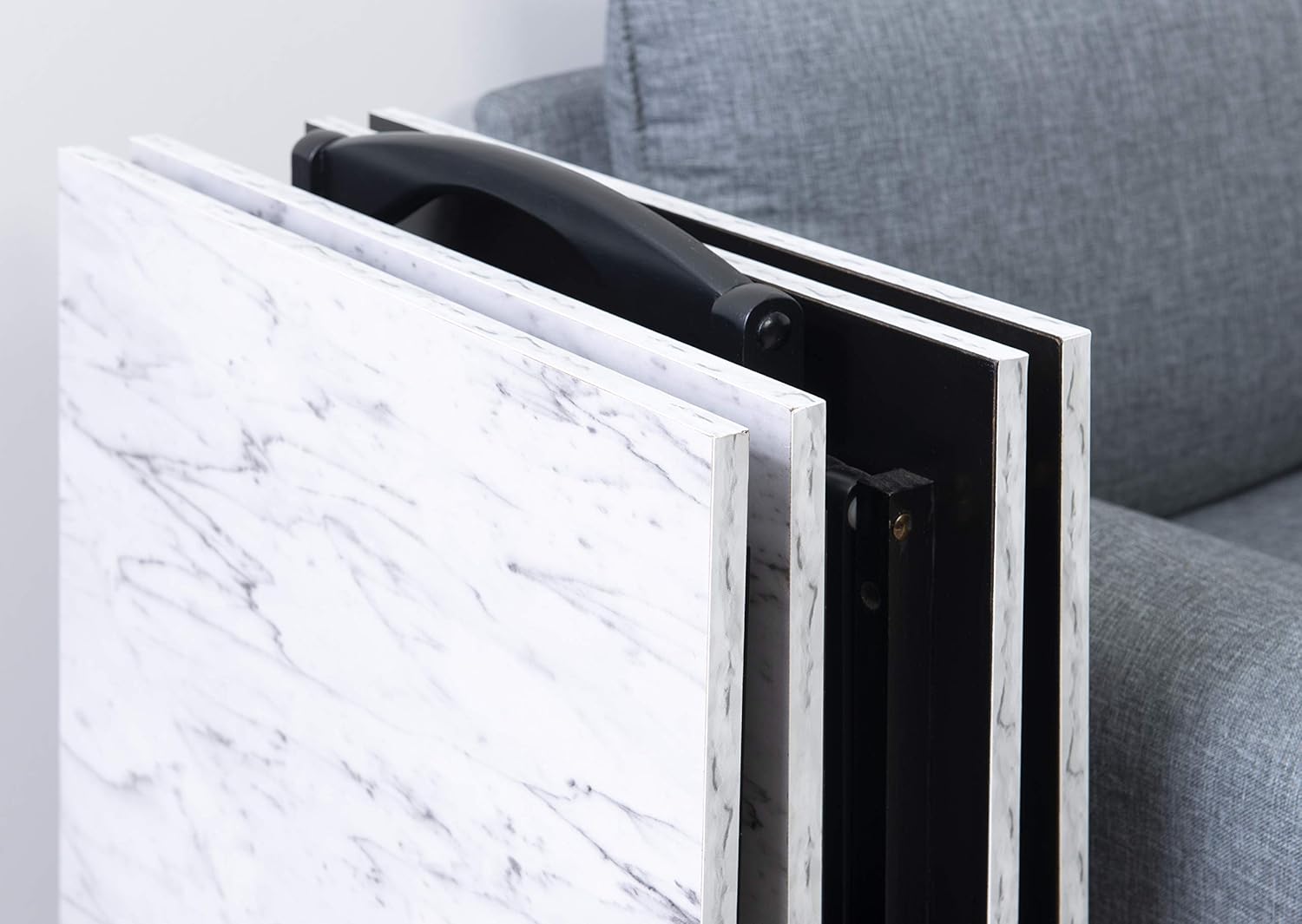 Linon Nikki Faux Marble Tray Table Set, White/Black : Home & Kitchen