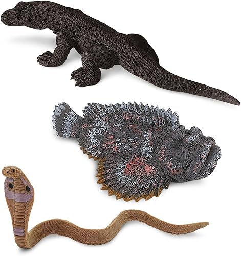 Miniatura 5 de Safari Ltd. Criaturas venenosas TOOB - 9 figuras sapo, serpiente, rayo, dragón de Komodo, tarántula, ciempiés, escorpión, pez de piedra, cobra -