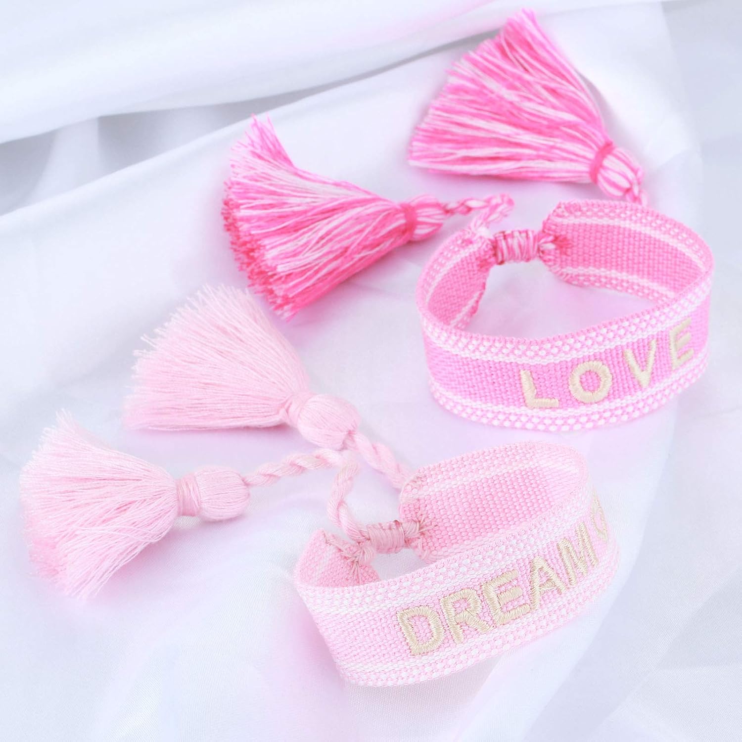 COTTVOTT 2pcs Woven Friendship Wrap Bracelet Lucky Knitted Word Braided Bracelets for Women
