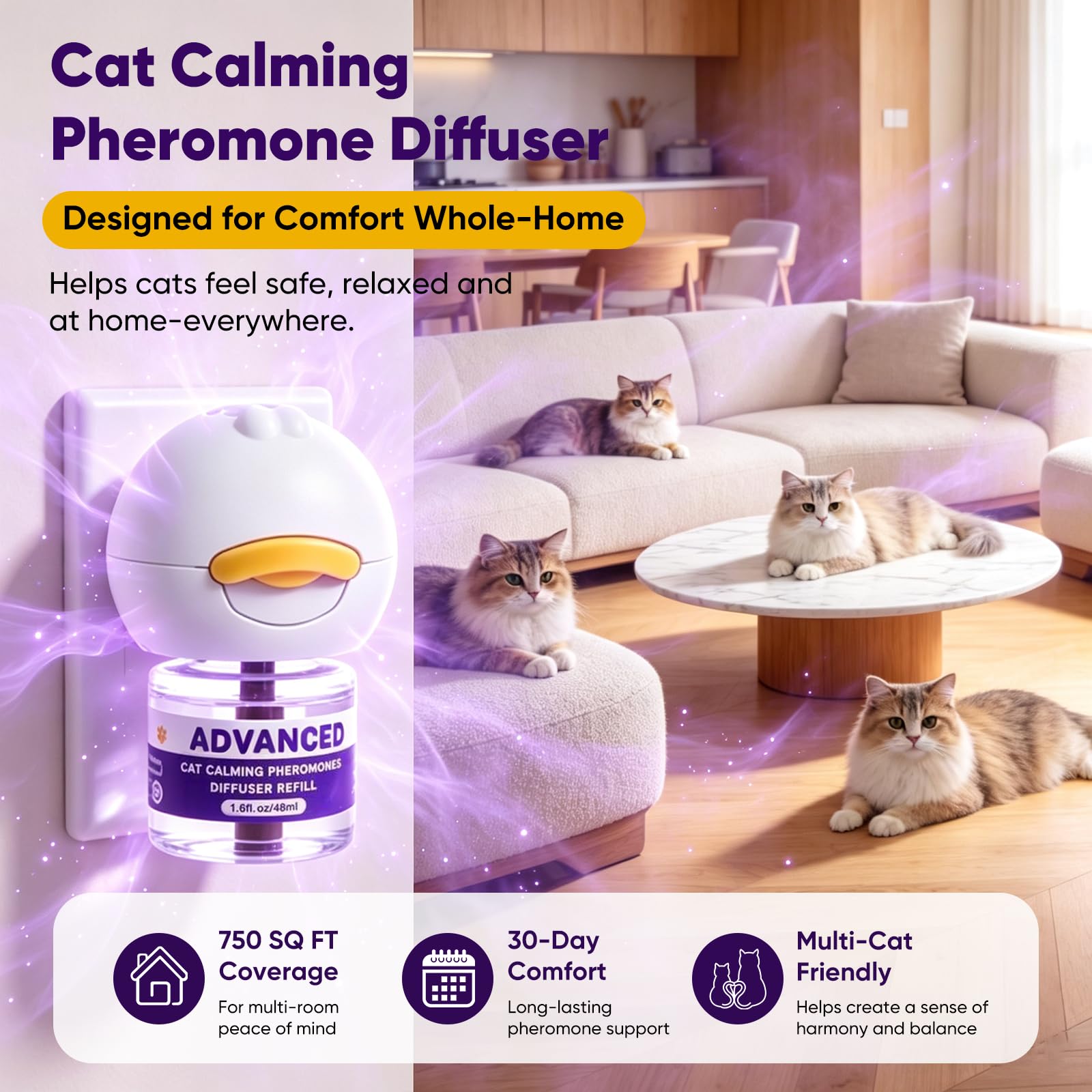 EIUIO Lot de 2 recharges pour diffuseur apaisant pour chat