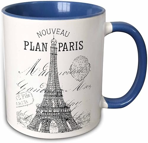 3D Rose 110389_6 - Taza de cerámica, color azul y blanco