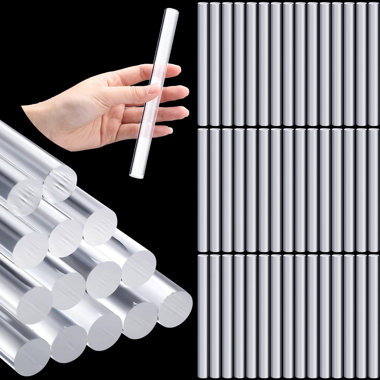 Clabby Acryl-Ton-Roller, Kunststoff, transparent, rund, Polymer-Ton, Werkzeuge für DIY, Handarbeit, Kunstbedarf, 16,5 x 1,3 cm, 50 Stück