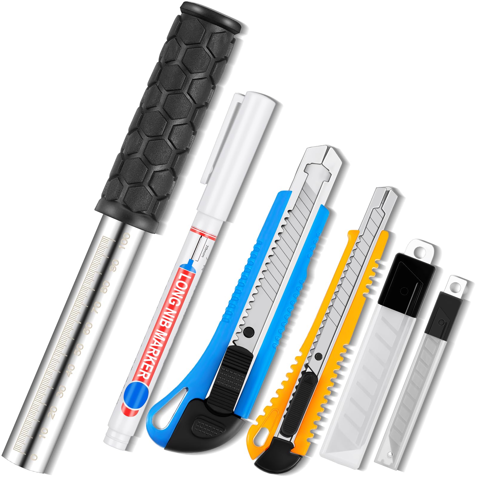 Pasimy 25 Pcs Foam Cutting Finger Hole Tool Kit Include Long Nosed Marker Foam Knife Thin Blade Maker and 20 Replacement Blades for Cutting Arts