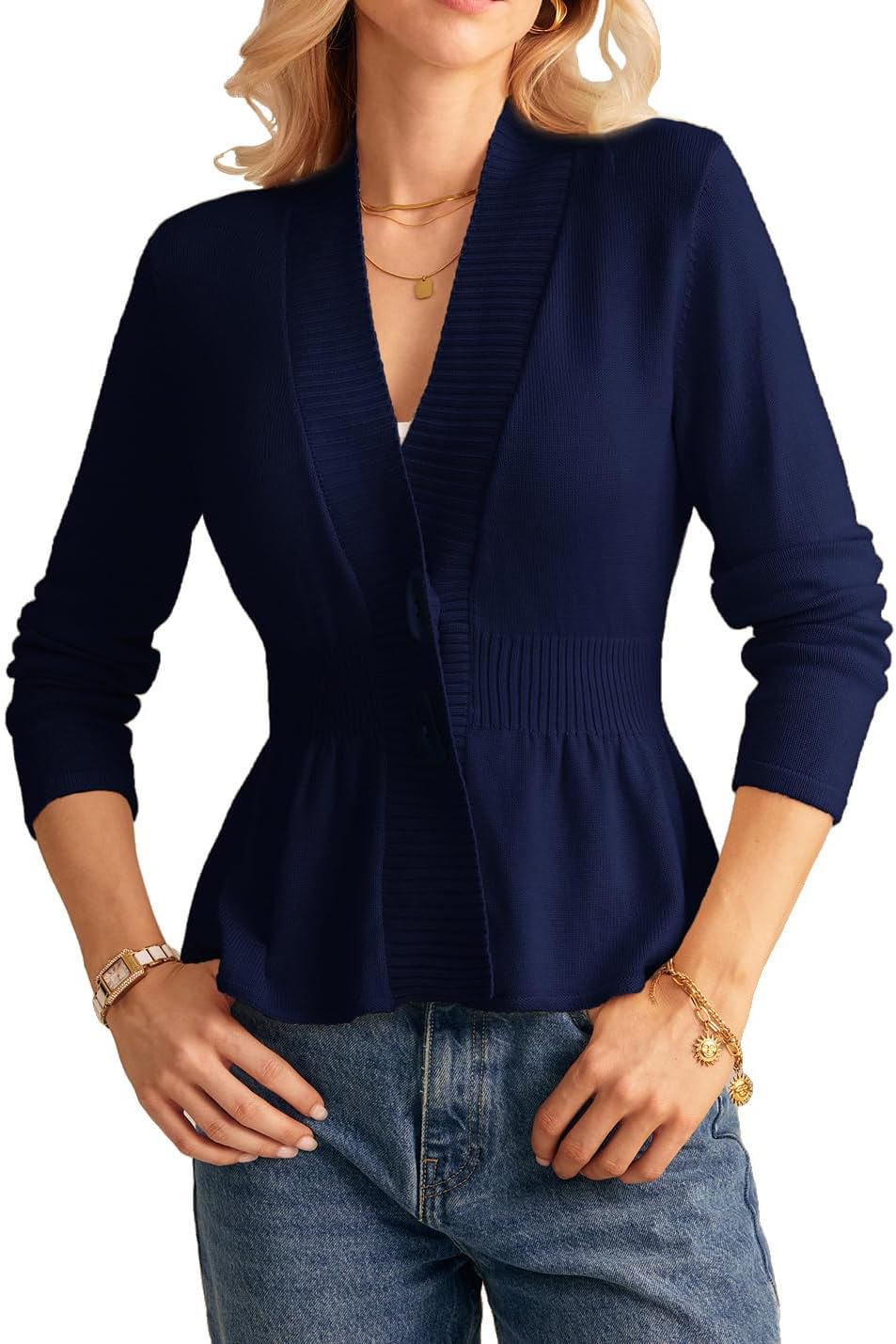 GRACE KARIN Damesvest met lange mouwen, V-hals, cardigan, elegante herfst, Abrikoos, XL