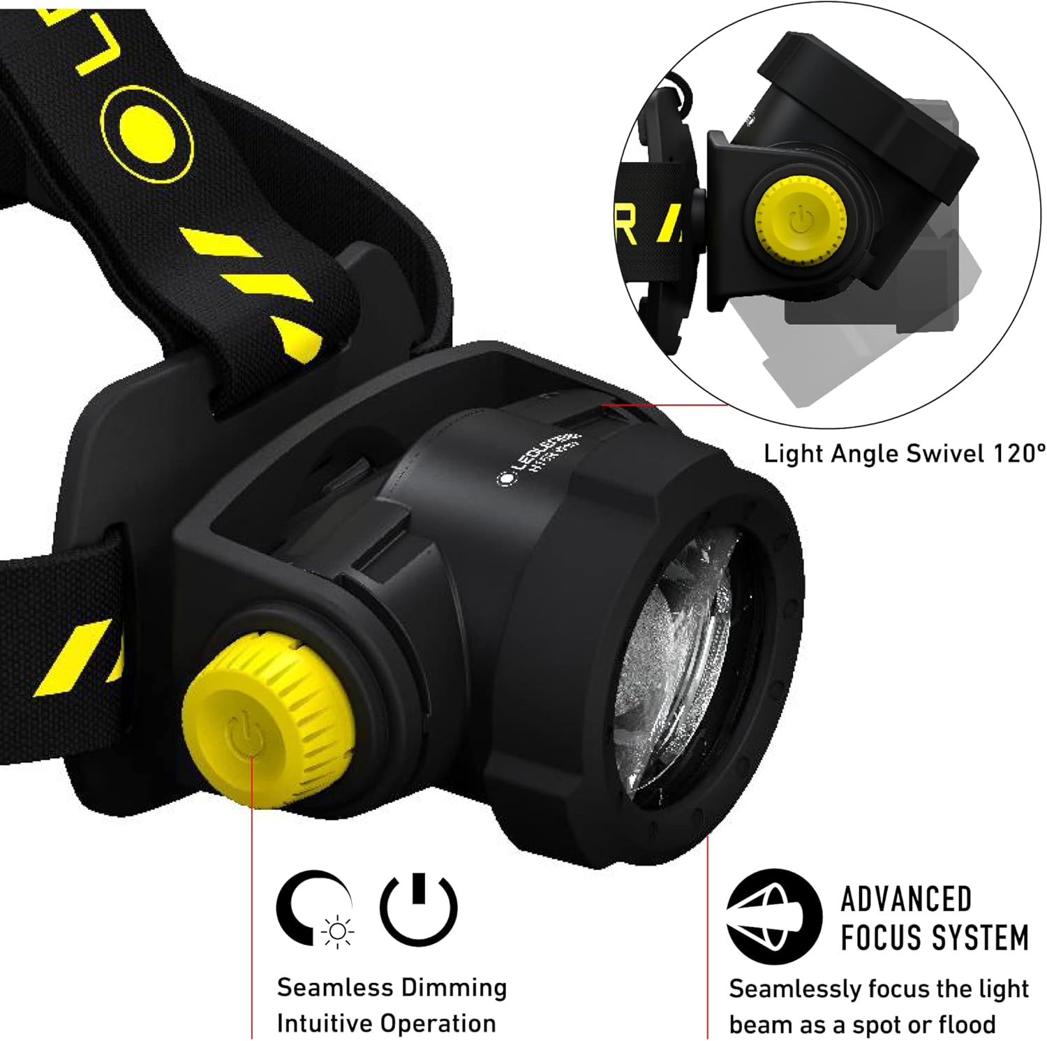 Ledlenser H15R Work Headlamp - 4800mAh Li-ion Battery - Neutral White 3700-4400K CRI 90 & Helmet Light - 2500 Lumen Boost with Advanced Focus & Bright Headlamp - 3m Drop Test & Hard Hat Light