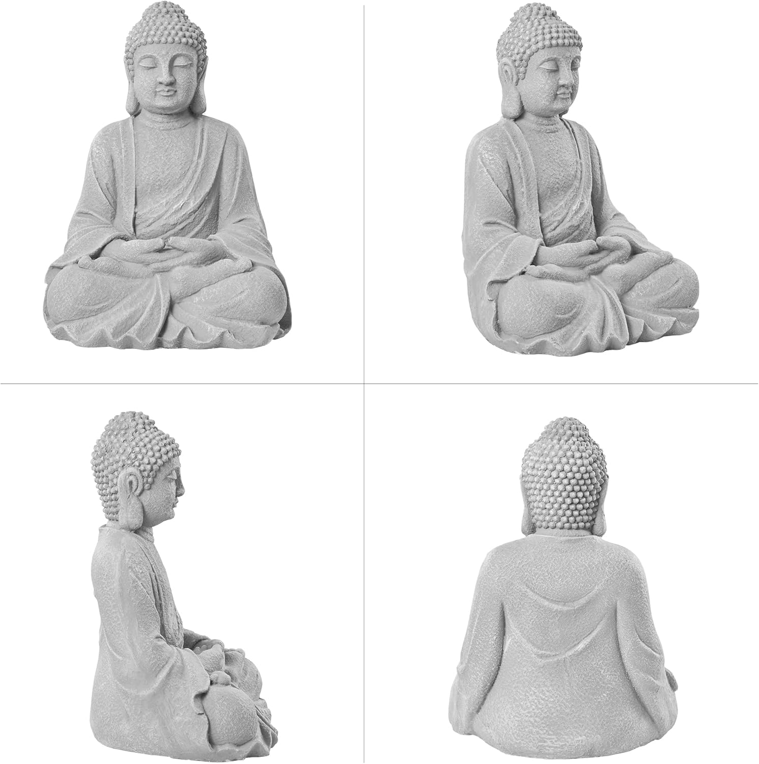 TOETOL Zen Garden Asian Buddha Statue Outdoor Indoor Yard Decor 20” High Patio Deck Sculptures Magnesium Oxide Stone Grey Home Entryway Hallway - Image 6