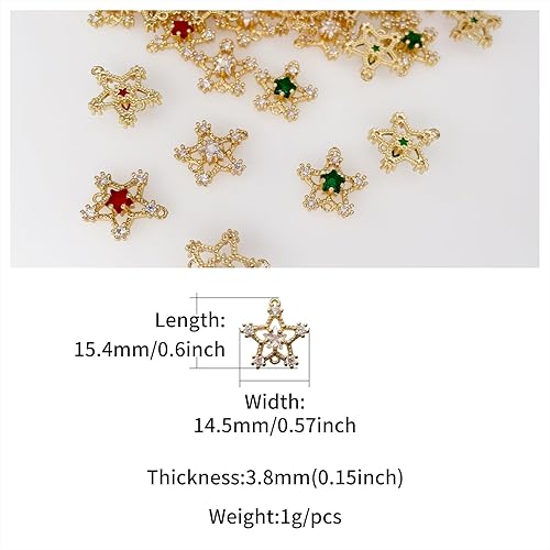 Miniatura 4 de Dijes de estrella de circonita, aleación chapada en oro para hacer joyas, pulseras, collares, aretes, colgantes, suministros de manualidades,