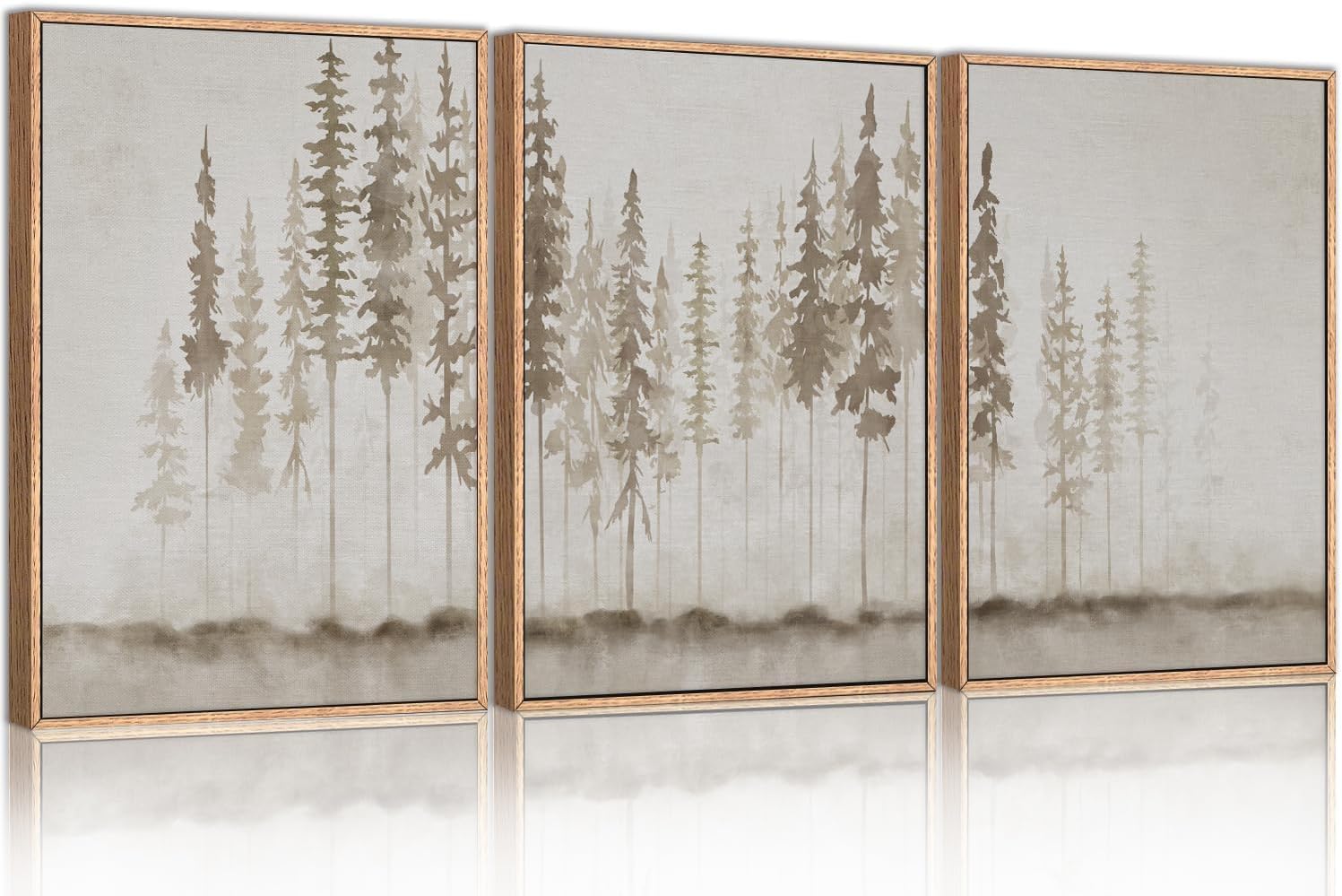 Ausril Large Abstract Green Gray Pastel Framed Canvas Wall Art,Neutral Landscape Wall Decor,Modern Watercolor Lake Artwork,Beige Textured Illustrations Art for Living Room,Bedroom,Office- 16"x24"x3 — view 16