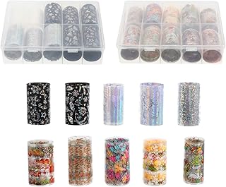 Minkissy 20 rolos de adesivos de transferência de papel de unha de Natal, adesivos de esmalte para arte de unhas, flocos de neve, pontas de arte de unhas, adesivos para mulheres e meninas