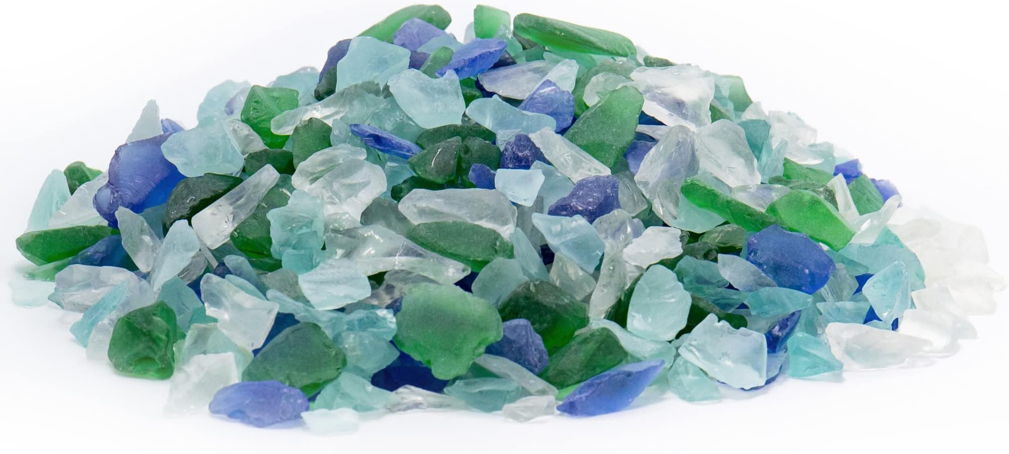 CYS EXCEL Frosted Blue Green Clear Mix Sea Glass (4 LBS, Approx. 6 Cups) | Multiple Color Choices Crushed Glass Vase Filler | Aquarium Nautical Decor for Art Crafts