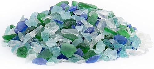 Miniatura 1 de CYS EXCEL Vidrio marino esmerilado de mezcla transparente azul y verde (4 libras, aproximadamente 6 tazas)  Múltiples opciones de color  Relleno de