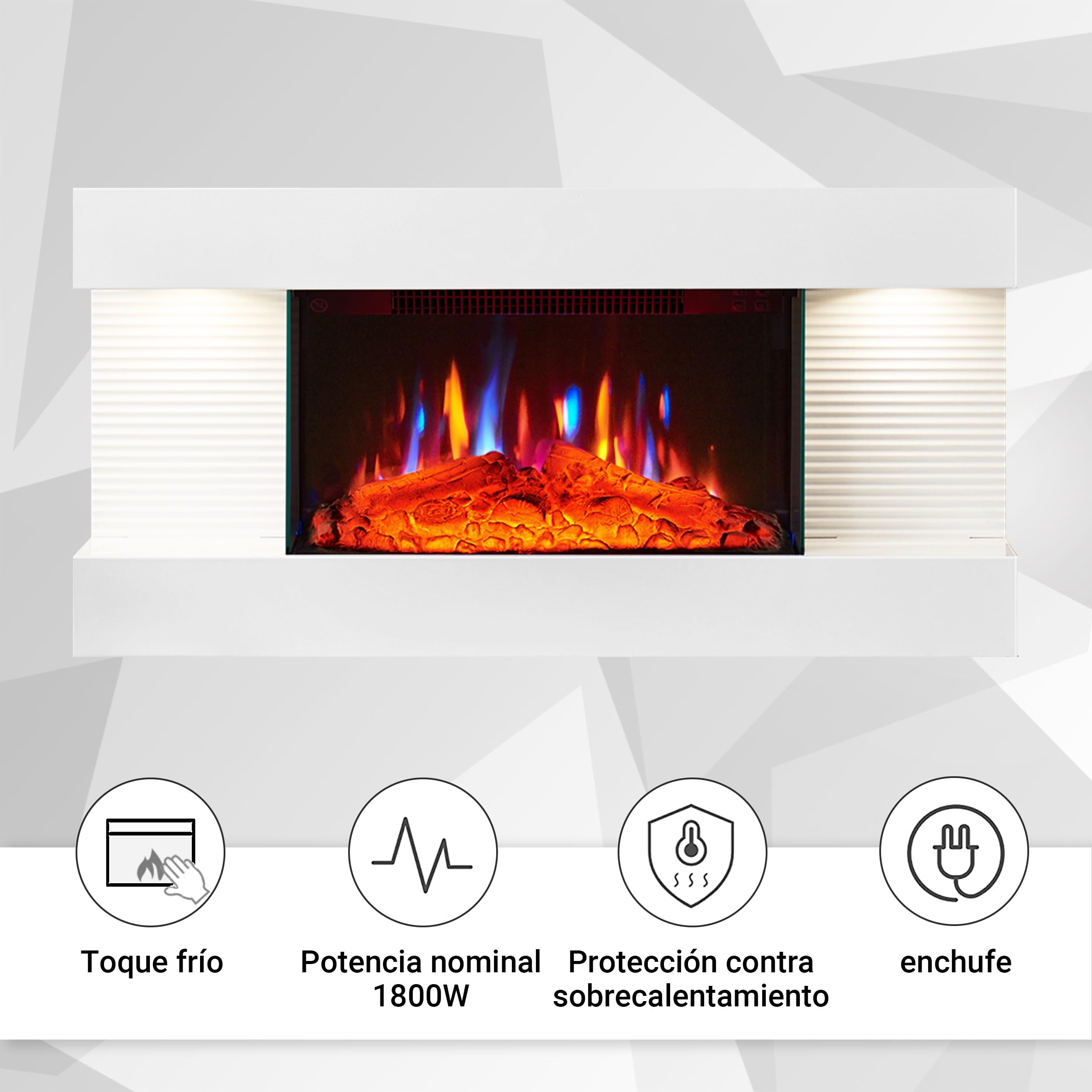 BALDERIA IDA Chimenea eléctrica de Pared 1800 W Decorativa