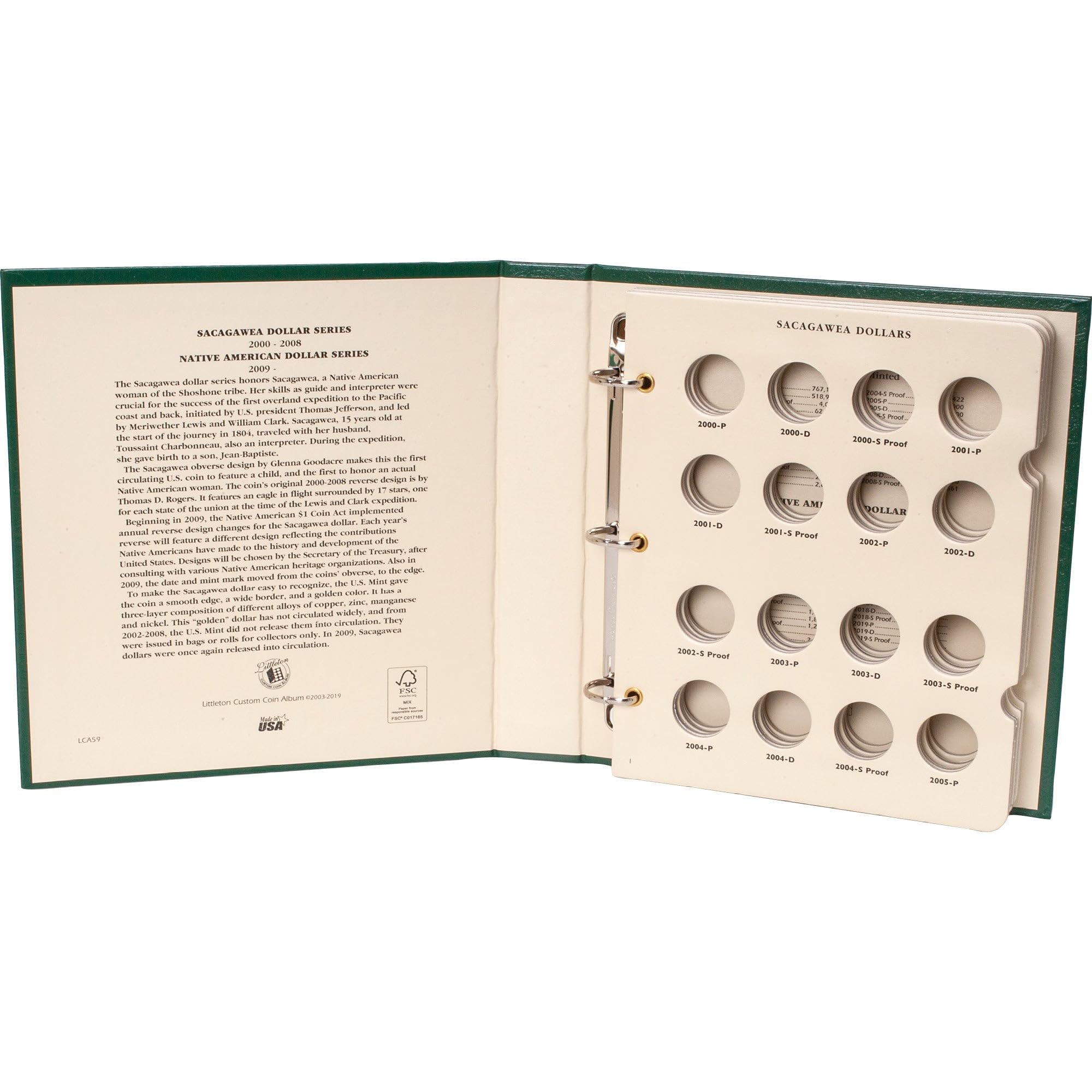 Littleton Coin Company 2000-Date Sacagawea Dollar Album Coin Storage