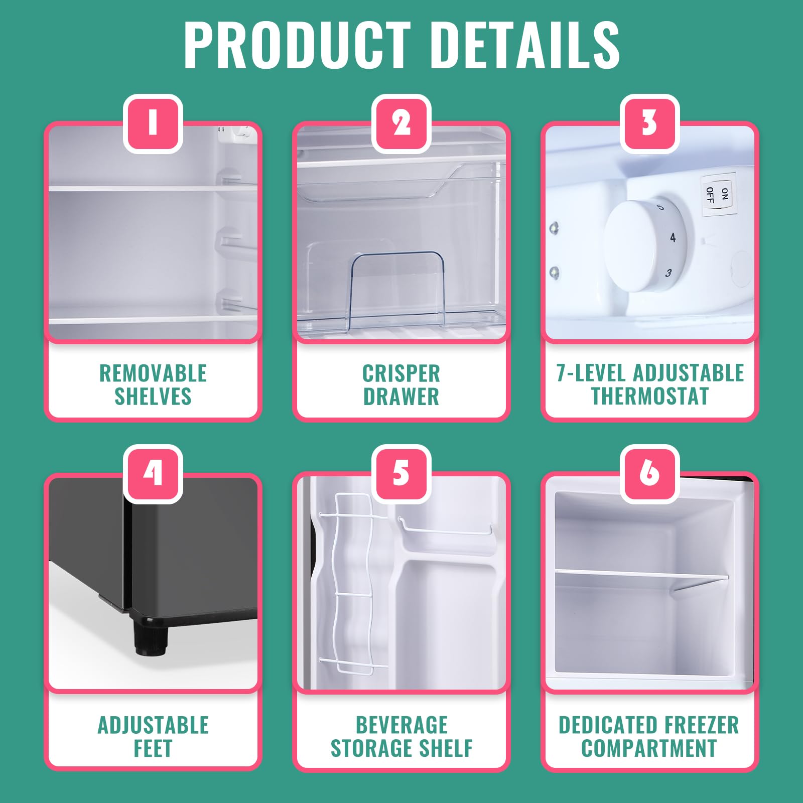 WANAI Silver 5.0 Cu.Ft Refrigerator With 7-Level Adjustable Thermostat, 143 L Dual Door Refrigerator With Separate Freezers, Big Fridge For Home Kitchen Office Apartment on Fridge.com - View 6