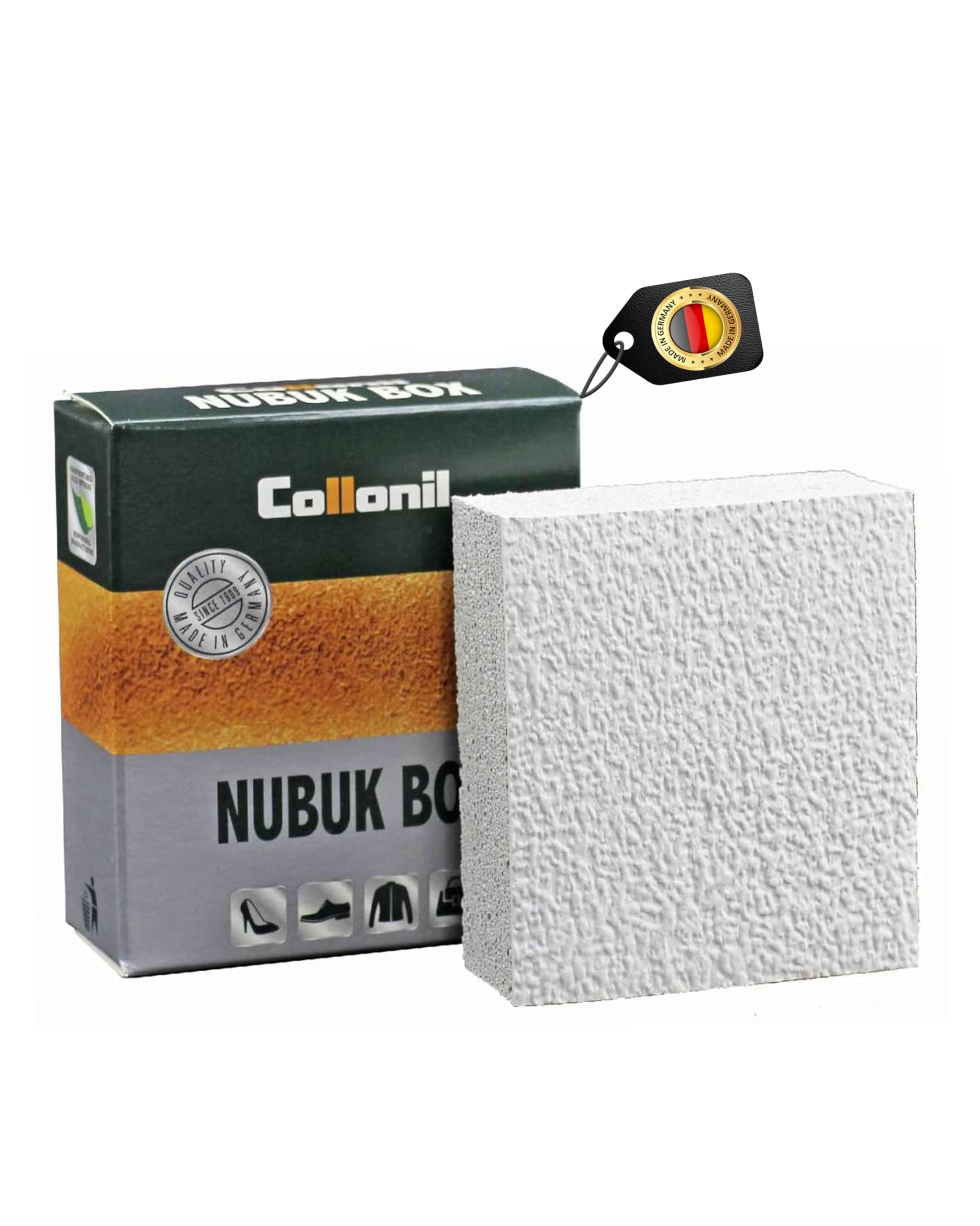 Nubuk Box Classic – Suede, Nubuck & Velours Cleaner – Brush & Eraser Effect for Dry Cleaning – Shoe Cleaner for Suede Leather – Nubuck Care & Shoe Cleaning Box – Made in Germany