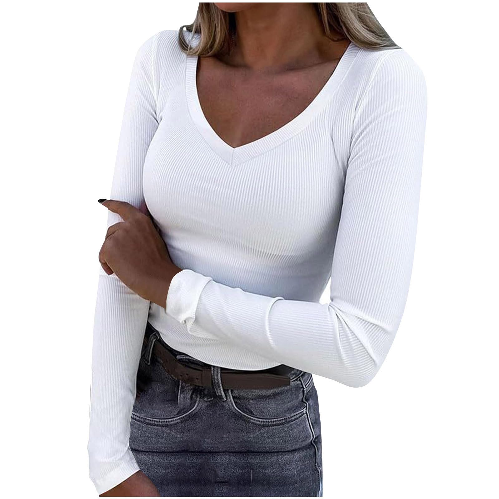 Top Corto Donna Slim Fit Manica Lunga - T-Shirt Base Girocollo In Poliestere, Tinta Unita (S/M/L) - 2