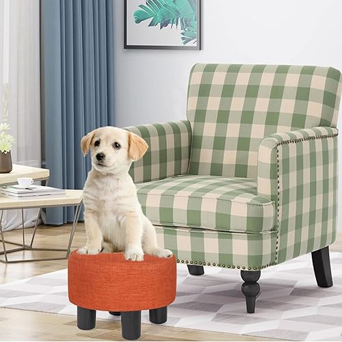 Miniatura 4 de Joveco Taburete pequeño otomano, reposapiés corto redondo para silla, escritorio debajo de la oficina, sala de estar, naranja