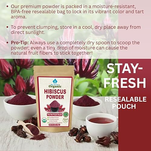 Miniatura 9 de Polvo orgánico de flor de hibisco de 16 onzas, colorante alimentario natural, hierba rosela roja morada tailandesa secada al sol, polvo matcha