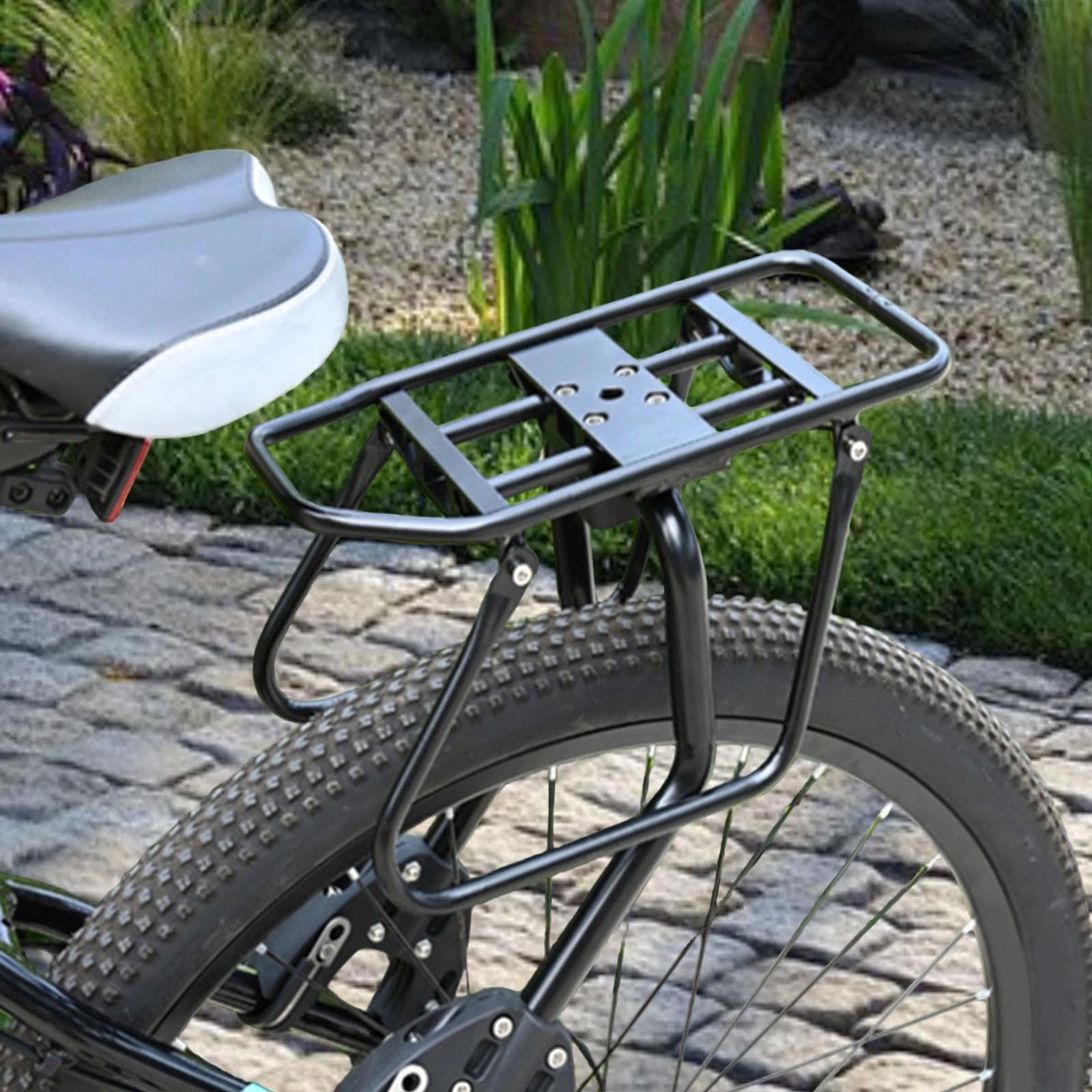 Portapacchi Bici Posteriore, Portapacchi Posteriore per Bici in Lega di Alluminio, Supporto per Freno a Disco, Accessori Bici per Mountain Bike, Viaggi