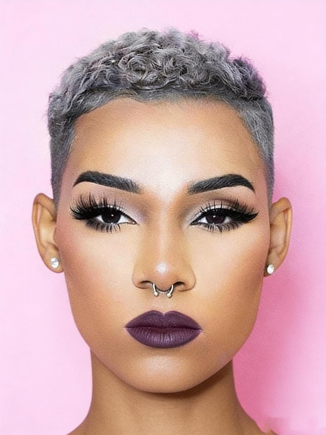Pixie Cut Short Wigs for Black/White Women Mixed Gray Hair Wig Afro Curly Wigs for African American Women Short Pixie Cut Wigs for Women Grey Hair
