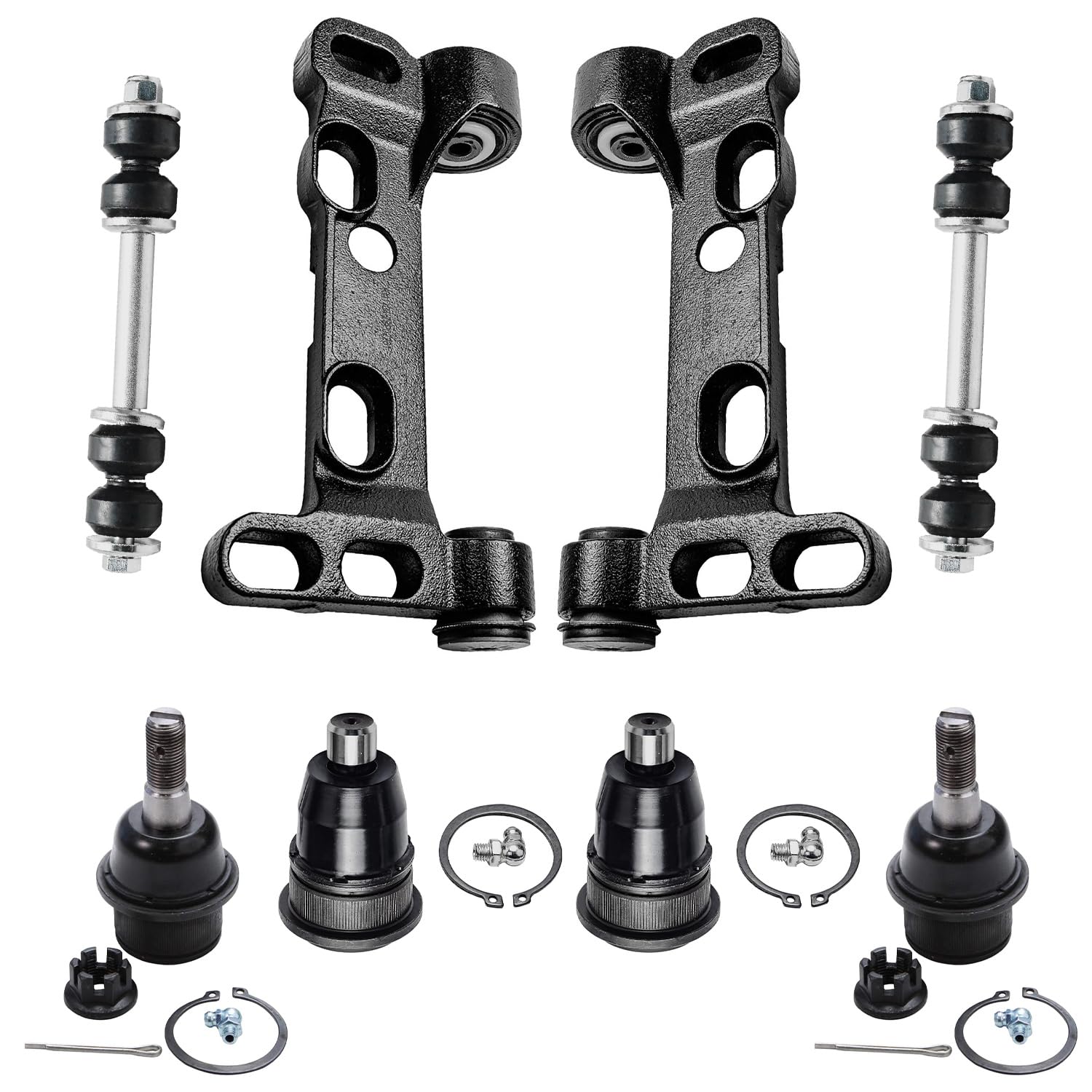 Detroit Axle - 8PC Front Lower Control Arm Bracket w/Ball Joint and Sway