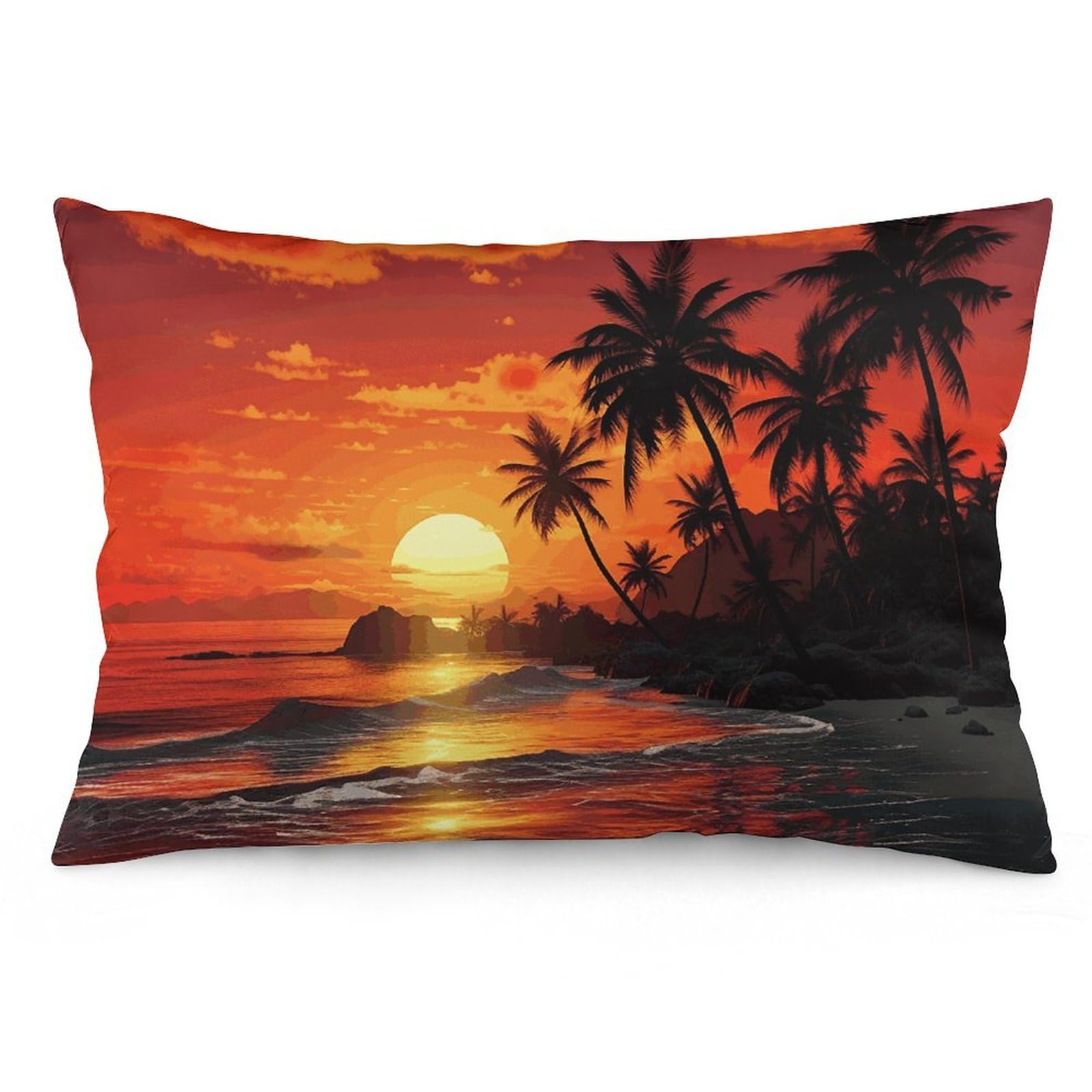 NTVOWPZO 2 Pack Decoration Throw Pillow Covers 12 "x20 Pillowcases Covers Tropical Sunset Pillowcases Modern Farmhouse Home Decor Sofa Cushions Covers for Couch Bed Living Room