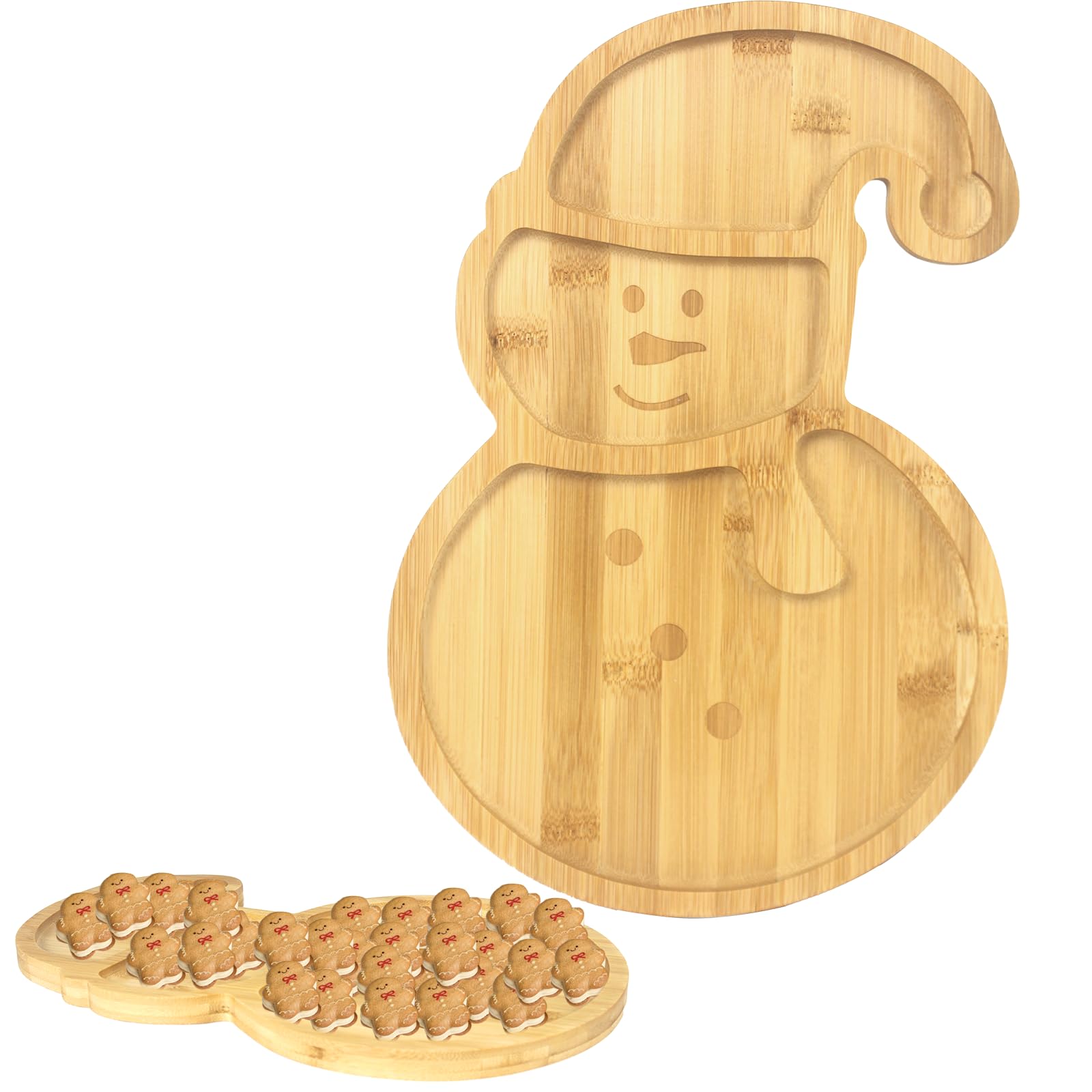 Tkifoda Large Christmas Charcuterie Board, Snowman Wooden Plate, Christmas Serving Tray, Christmas Serving Dishes, Christmas Cookie Plate, Christmas Platter, Santa Cookie Plate (24x35x1.5 cm)