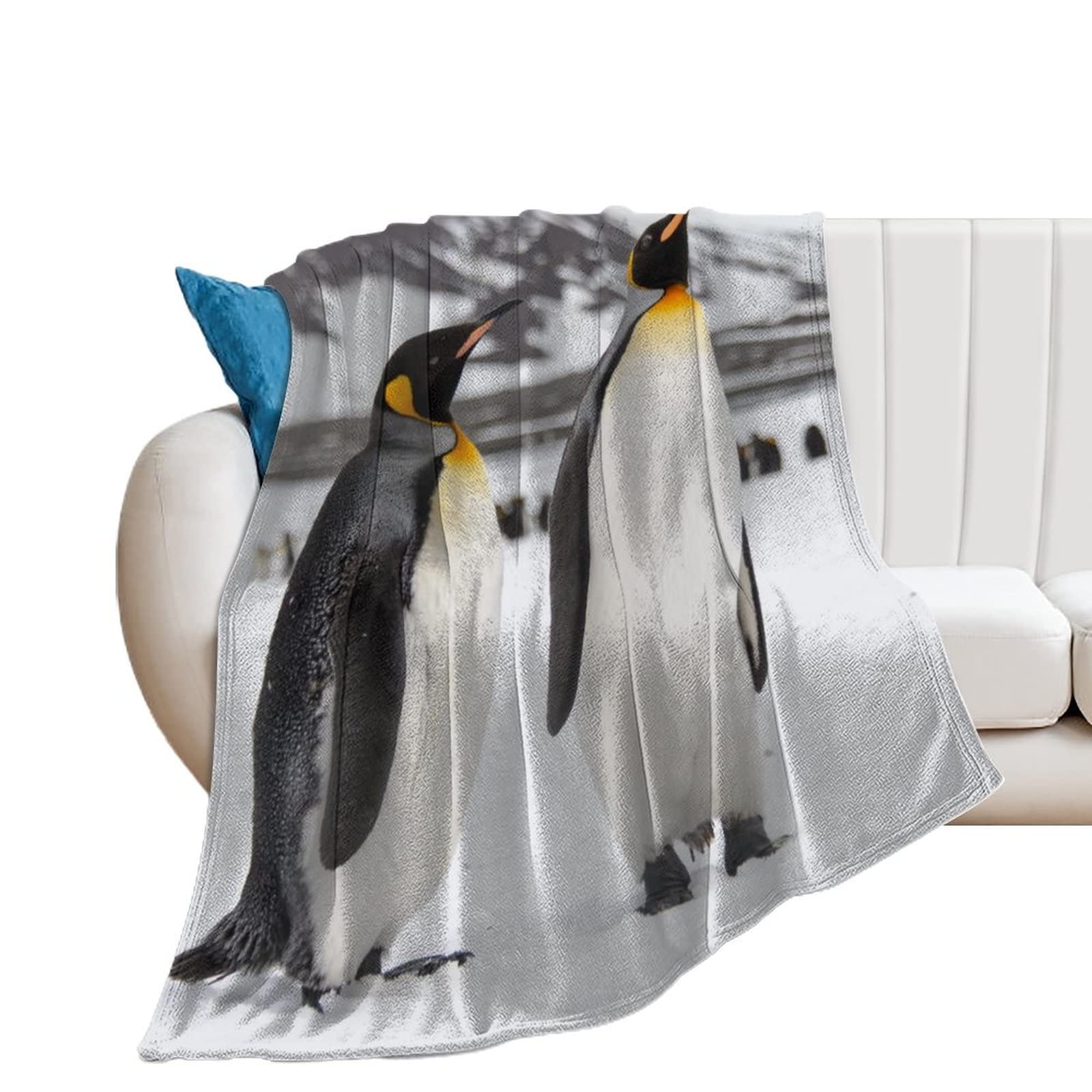 Couverture polaire manchot en flanelle douce pour lit et canapé 130x150 cm