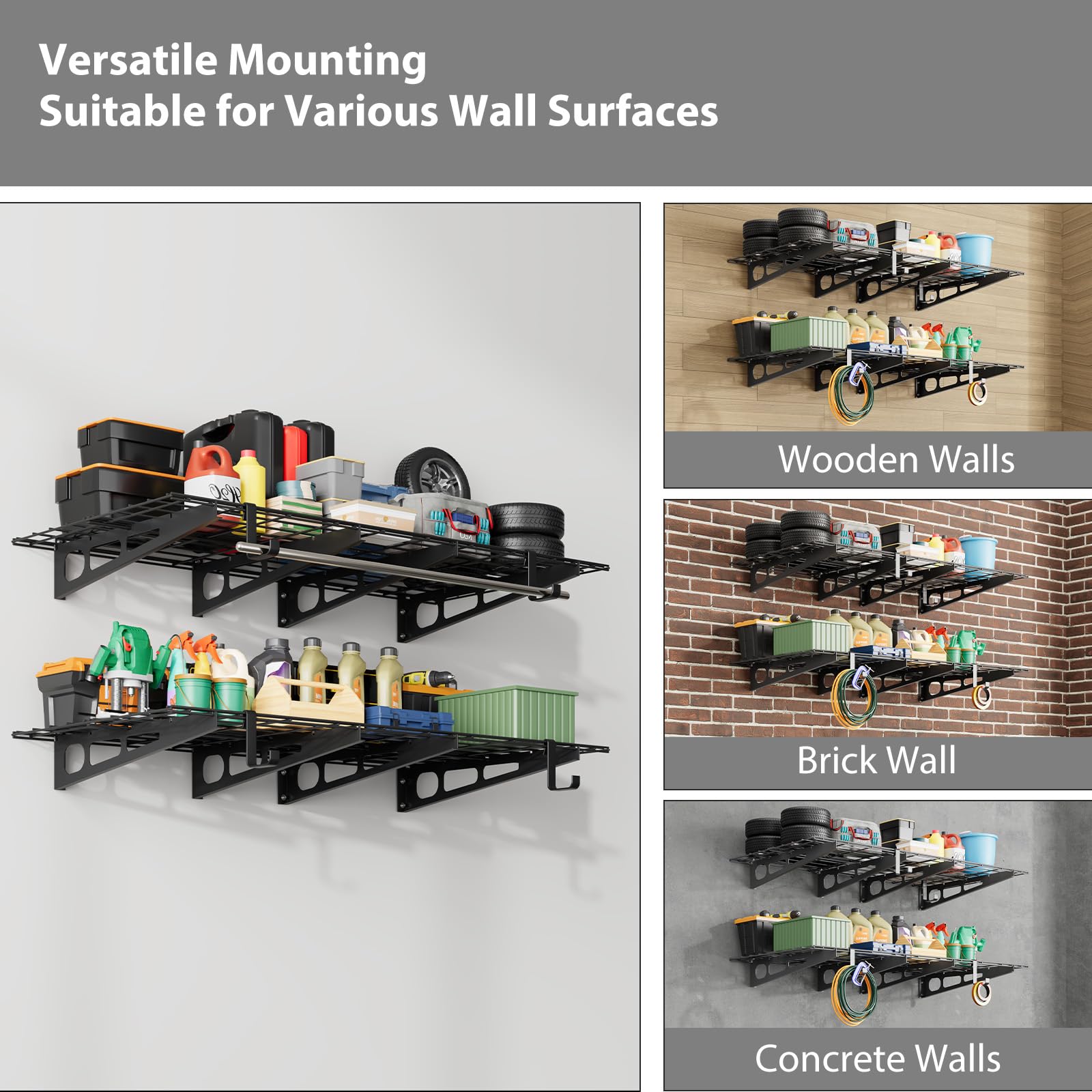 Snapklik.com : Garage Storage Rack,Heavy-Duty Garage Wall Shelves,1x4 ...