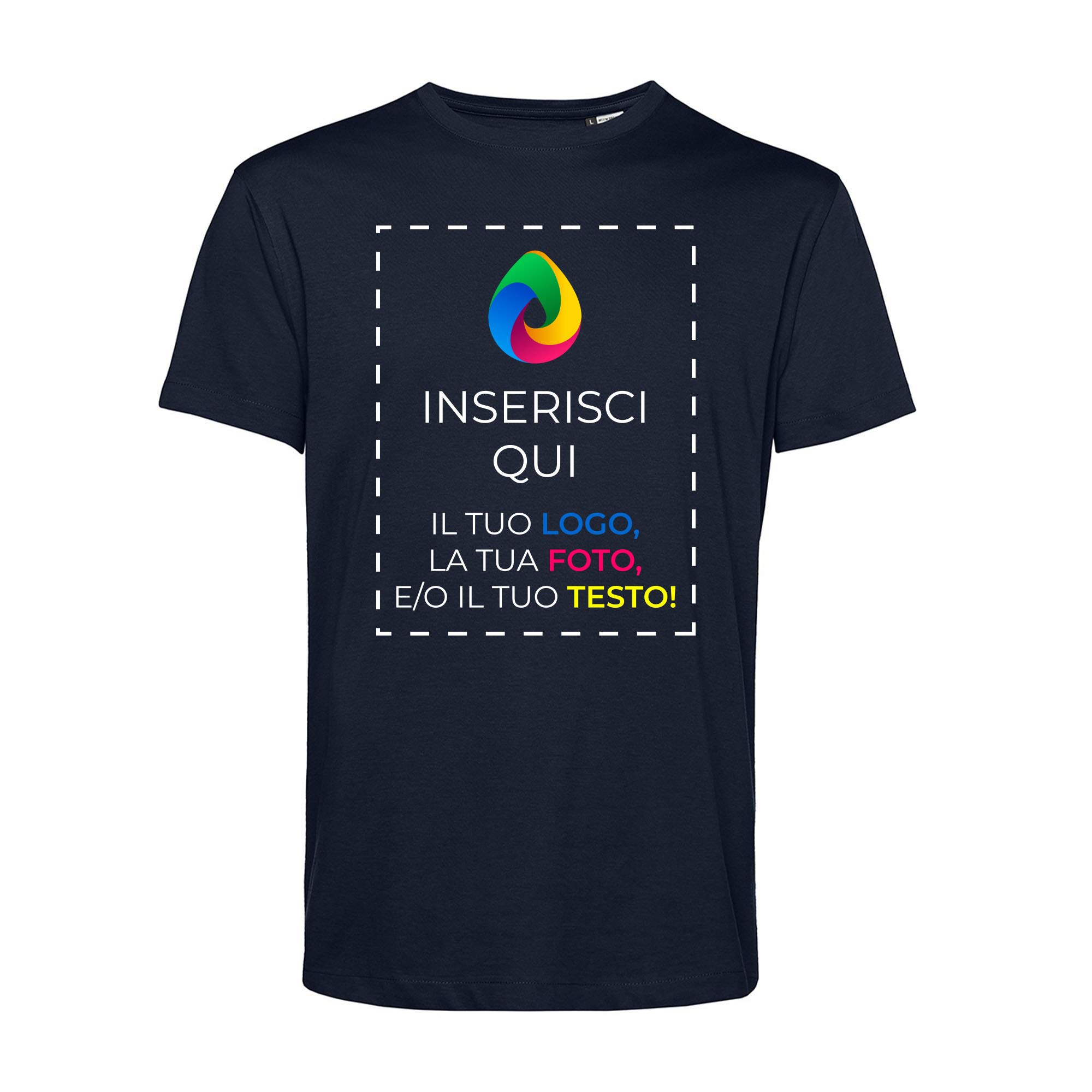 Teetaly Maglietta T-Shirt Personalizzata Stampa Fronte Retro Uomo in Cotone Organico