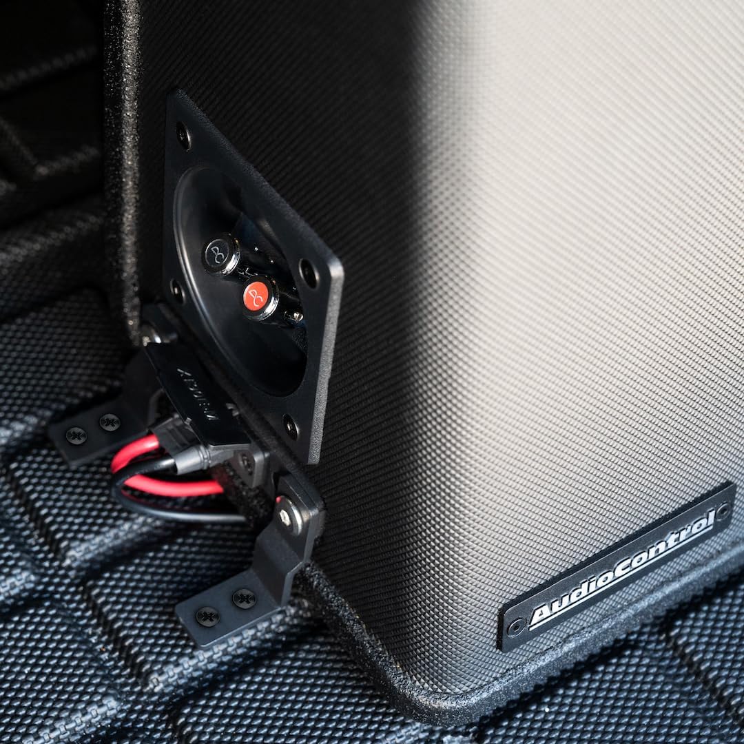 AudioControl Space Series Loaded Sealed Wedge Car Audio 12" Subwoofer Box Enclosure, Slim Low-Profile Underseat 400W RMS/600W Max, 2 Ohms